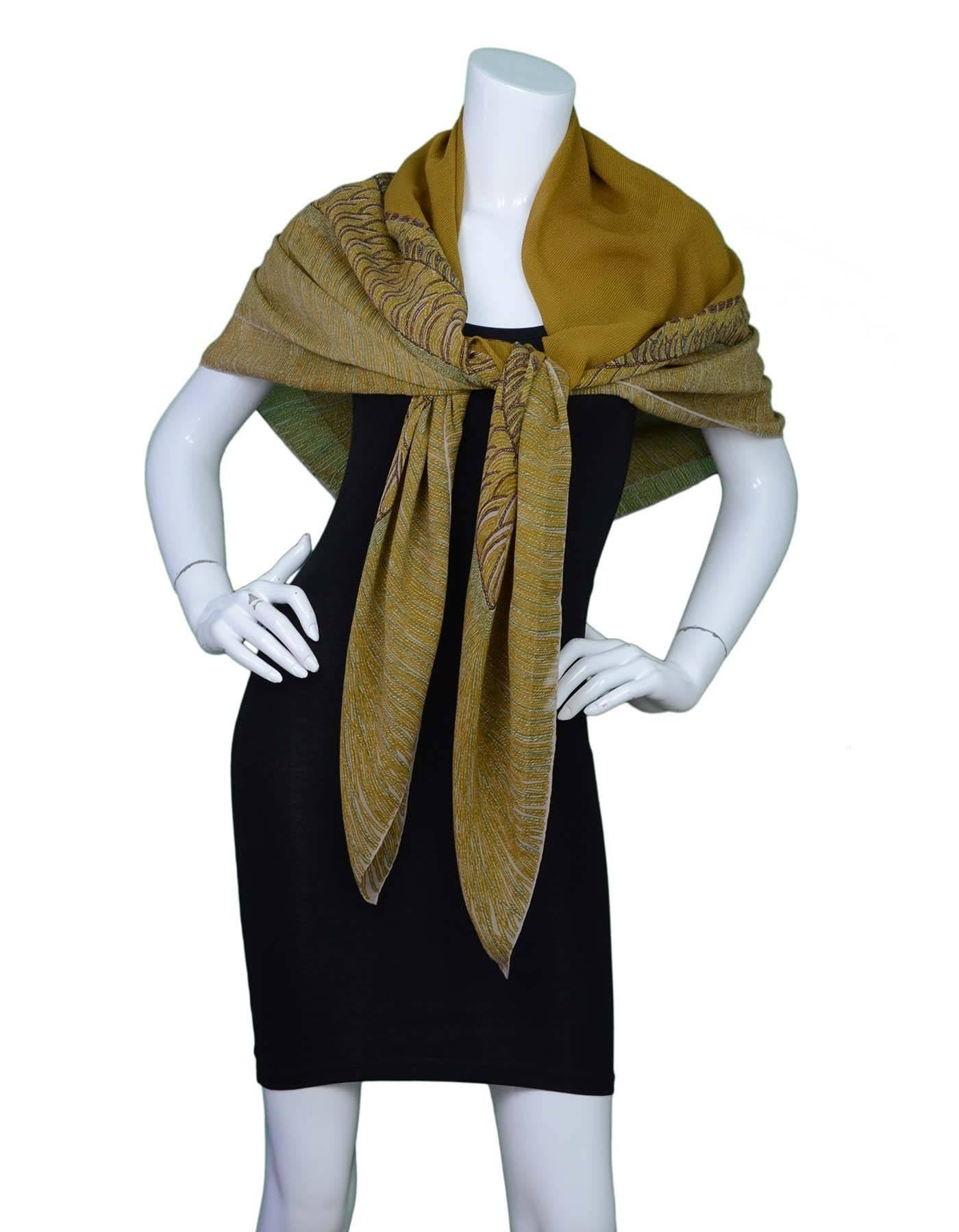 Women's Chanel Brown & Green Sheer Silk XL Scarf