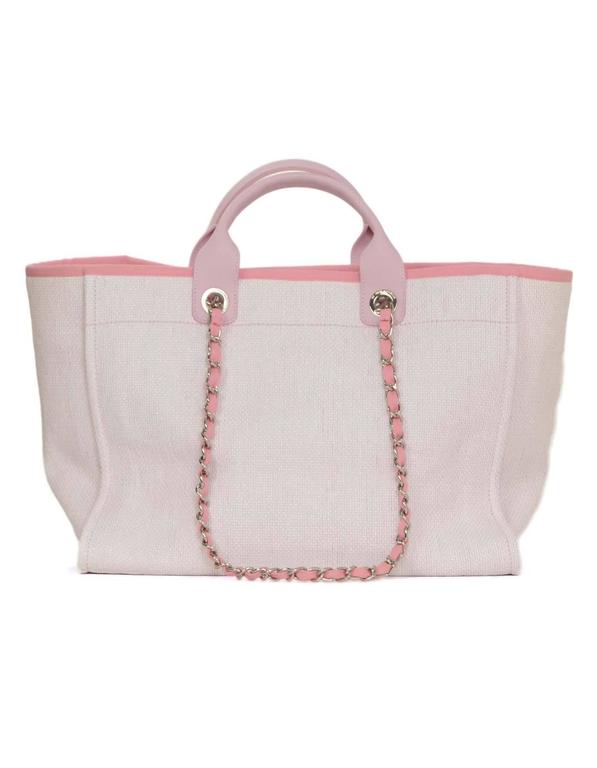 Chanel Pink Canvas Deauville Tote Bag SHW at 1stDibs chanel pink