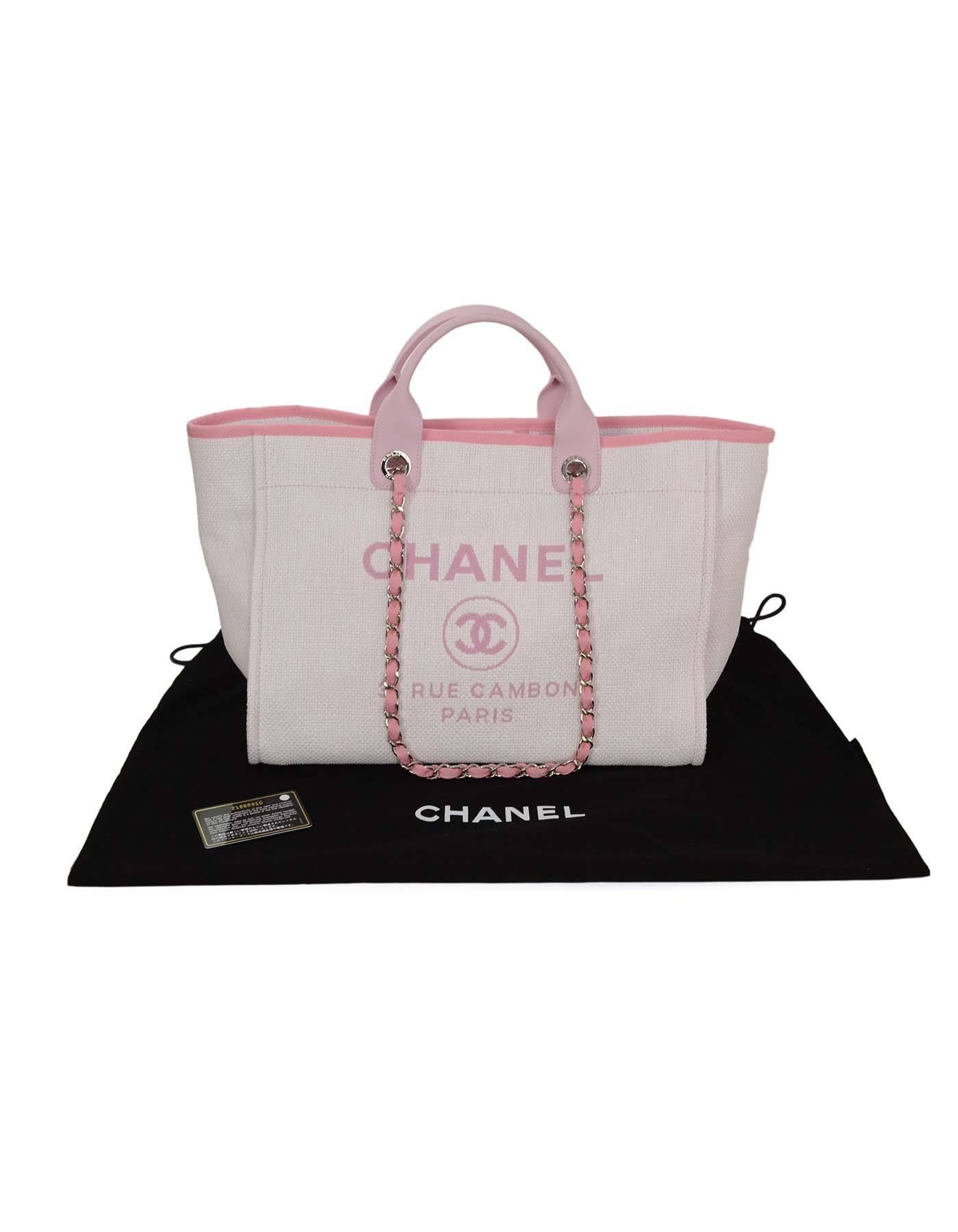 Chanel Rosa Canvas Deauville Tote Tasche SHW 5