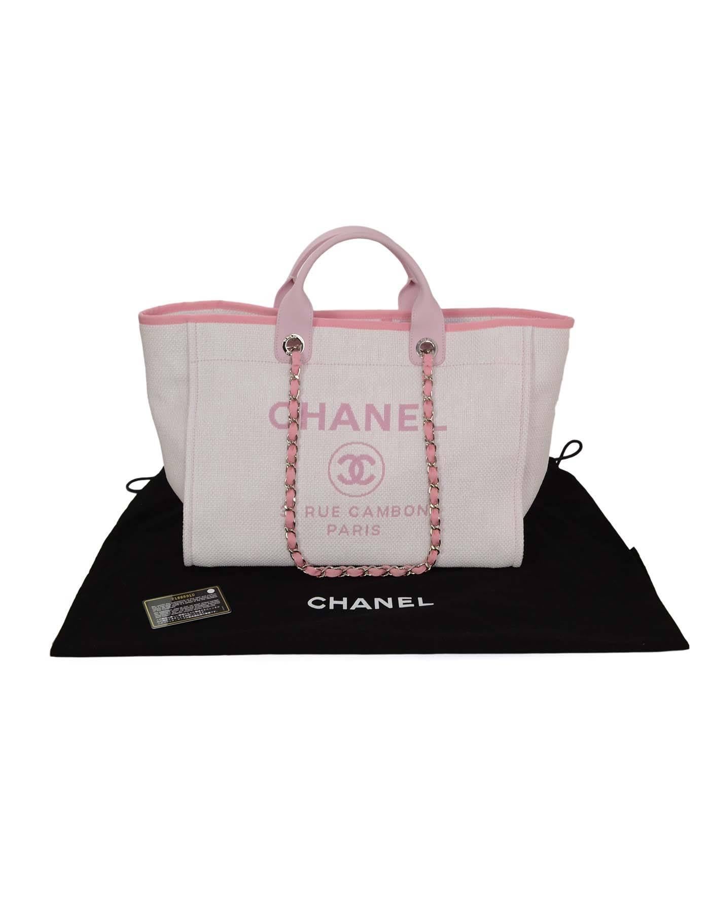 Chanel Pink Canvas Deauville Tote Bag SHW 2