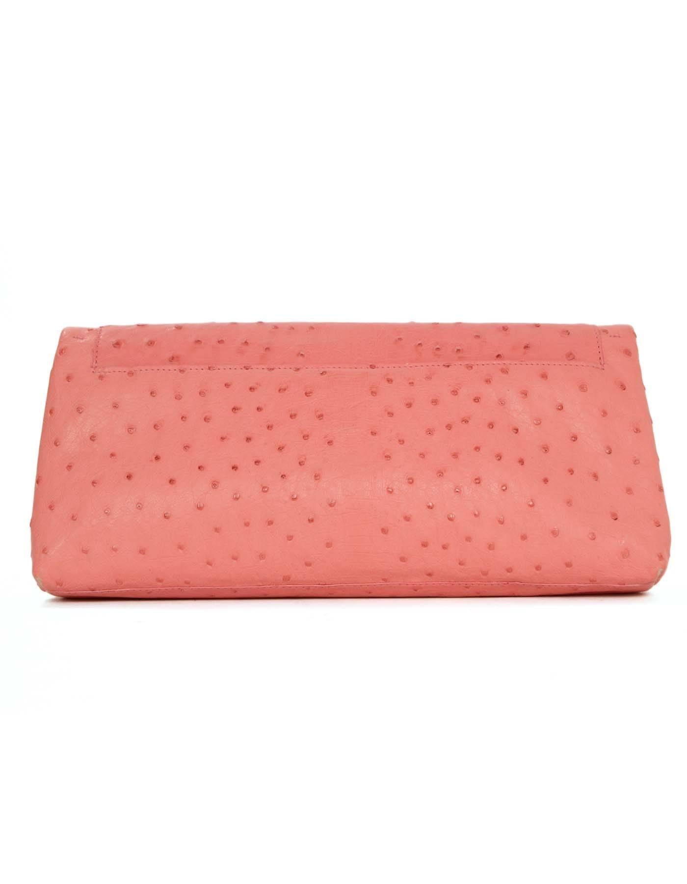 Nancy Gonzalez Pink Ostrich Clutch Bag In Good Condition In New York, NY