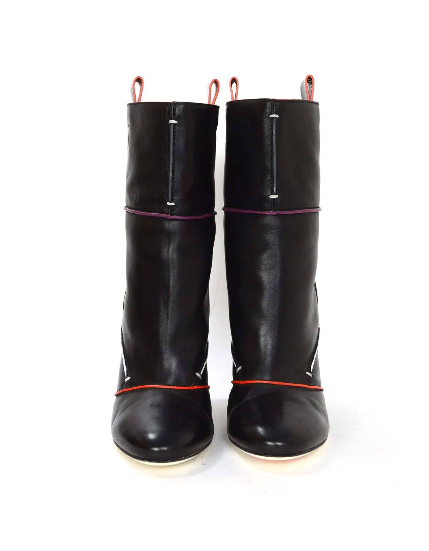 Fendi Black Leather Subway Boots sz 39 In Excellent Condition In New York, NY