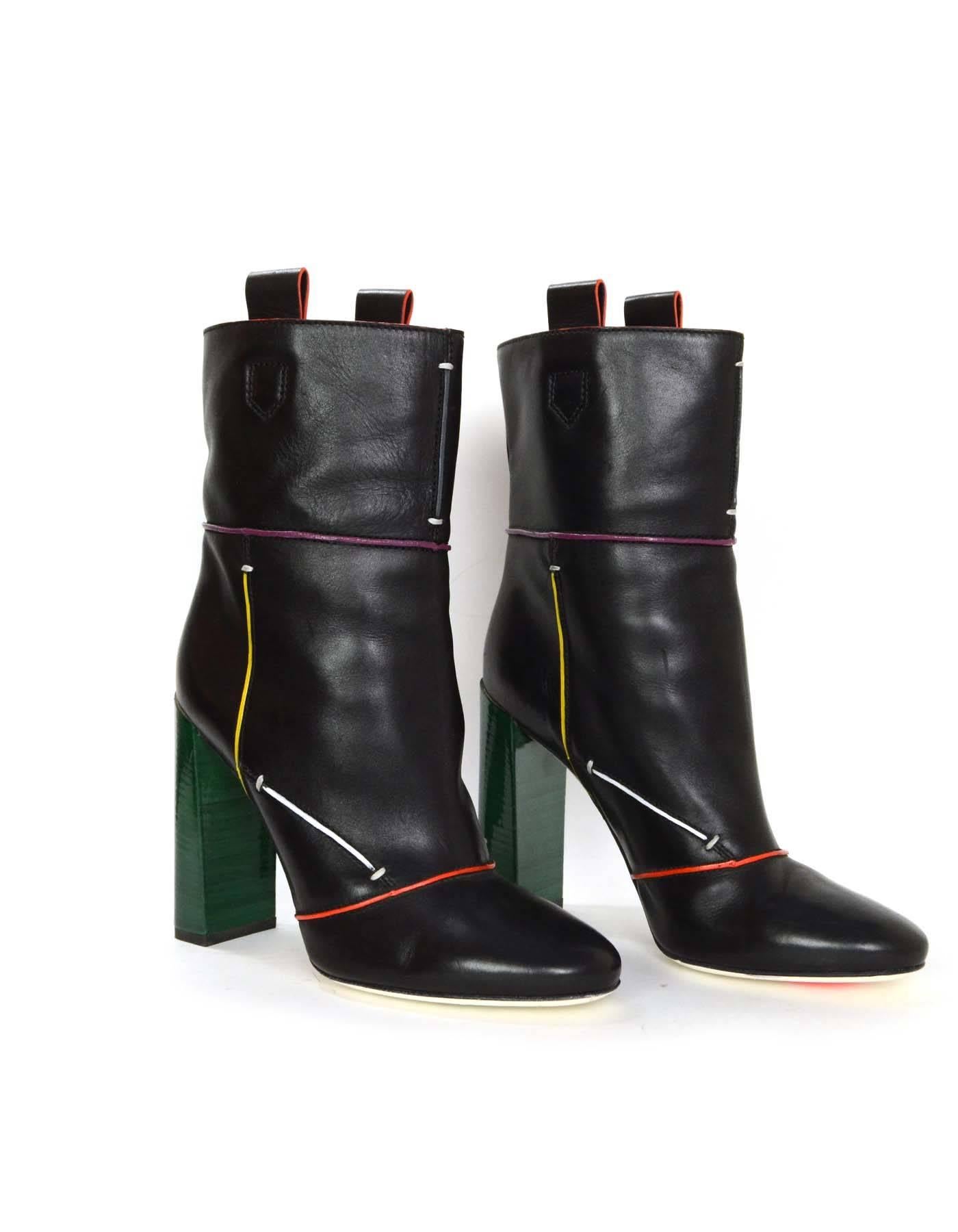 Women's Fendi Black Leather Subway Boots sz 39