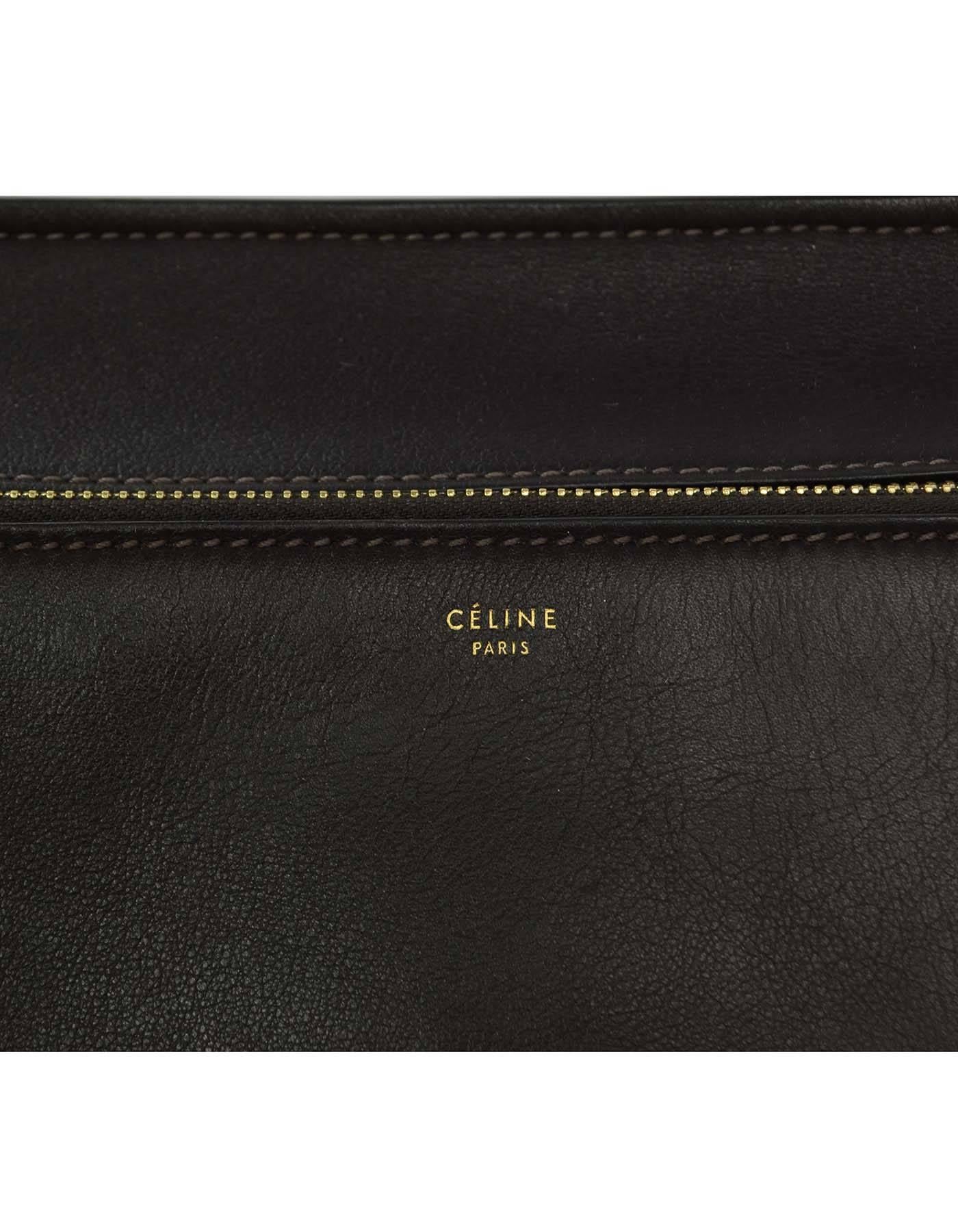 Celine Dark Brown Leather Medium Edge Tote Bag GHW rt $2, 600 1