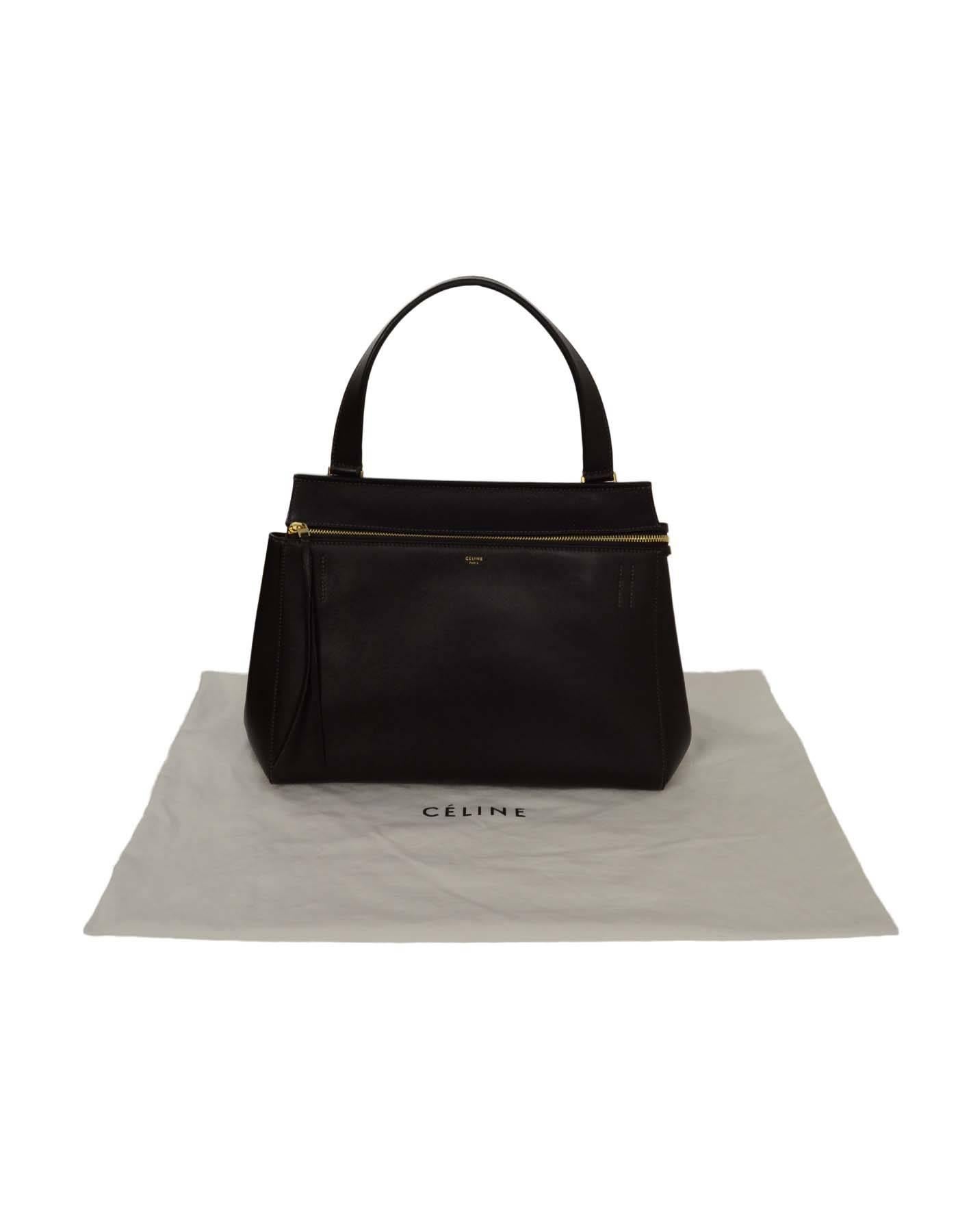 Celine Dark Brown Leather Medium Edge Tote Bag GHW rt $2, 600 3