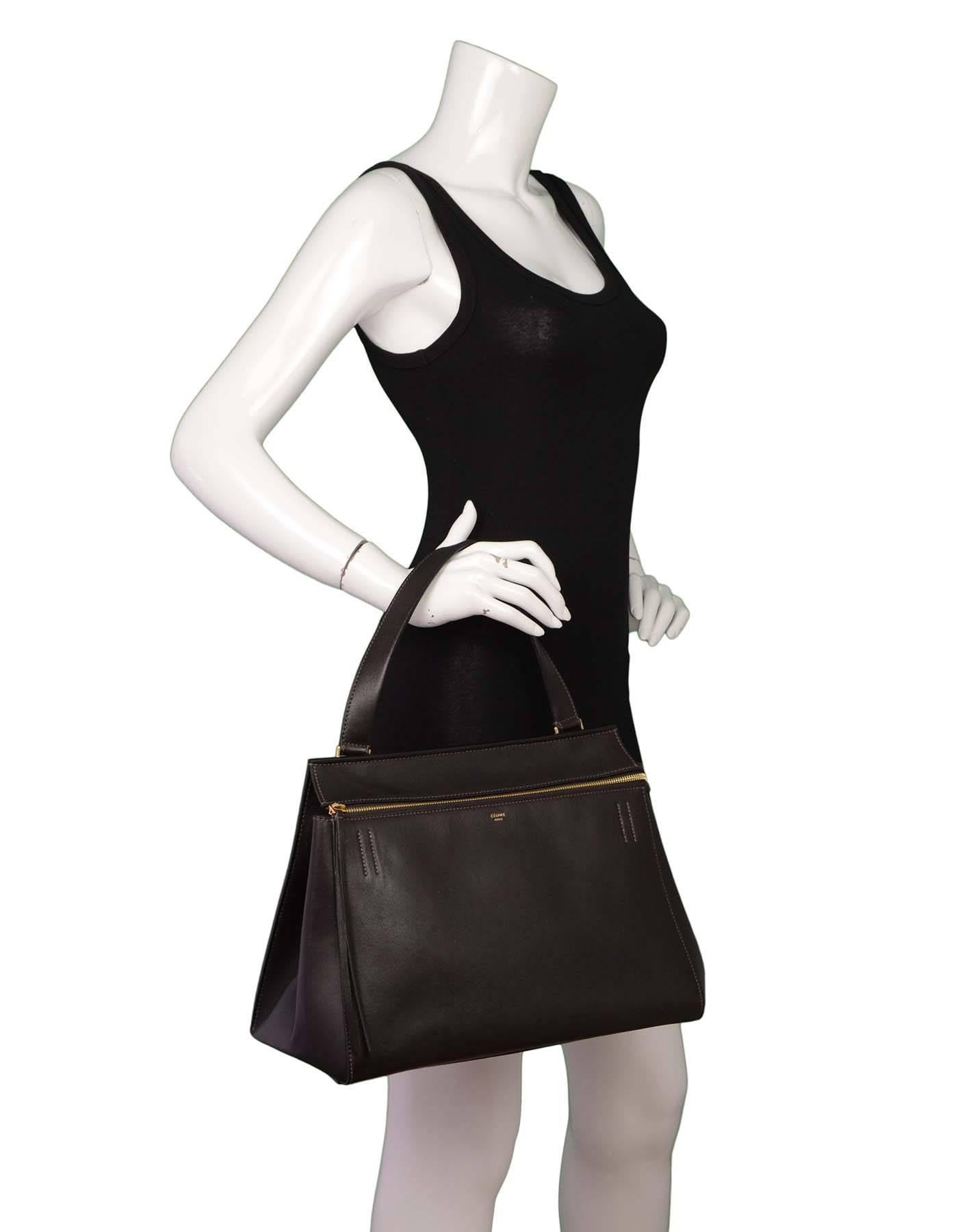 Celine Dark Brown Leather Medium Edge Tote Bag GHW rt $2, 600 4