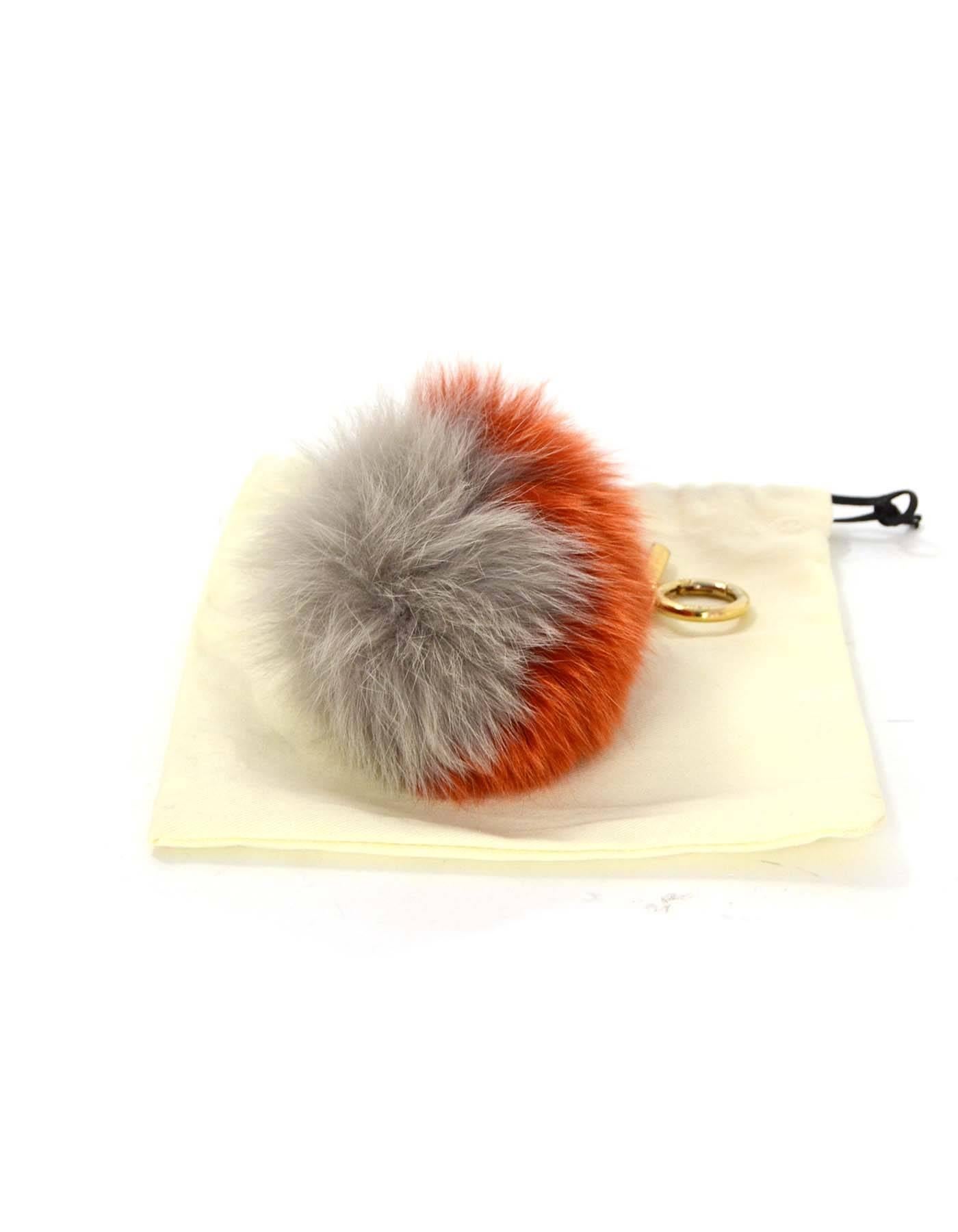 Women's or Men's Fendi Grey & Orange Fox Fur Pom Pom GHW