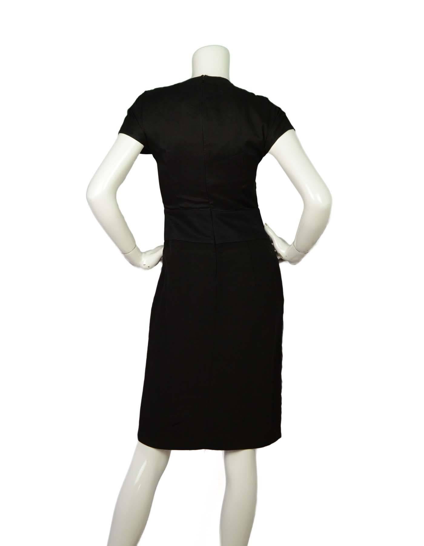 Fendi Black Silk & Pink Multi-Textured Cocktail Dress sz 40 In Excellent Condition In New York, NY