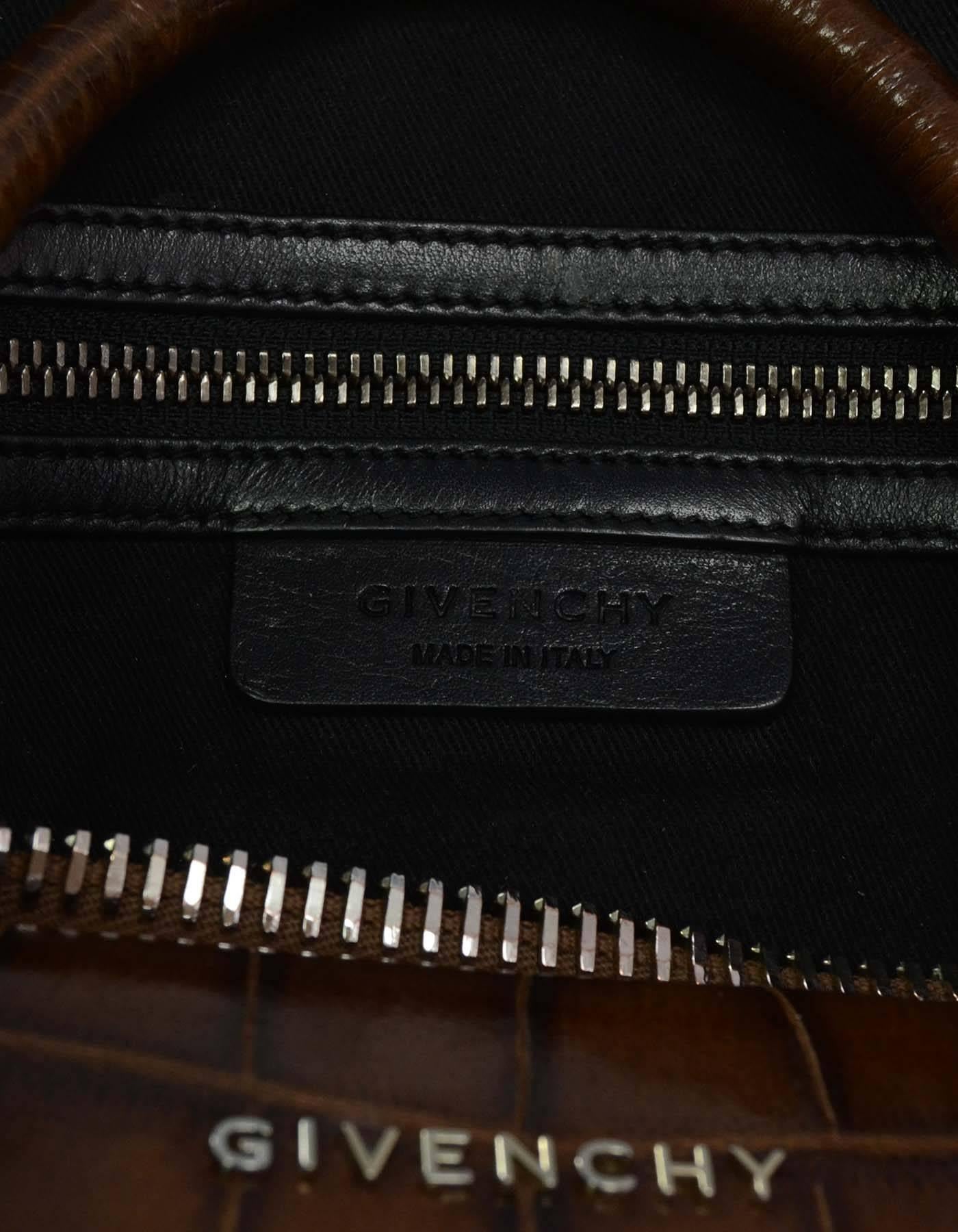 Women's Givenchy Brown Croc Embossed Medium Antigona Bag GHW