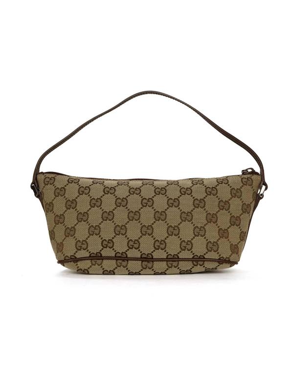 Gucci Brown and Tan Monogram Guccissima Pochette Bag For Sale at 1stdibs