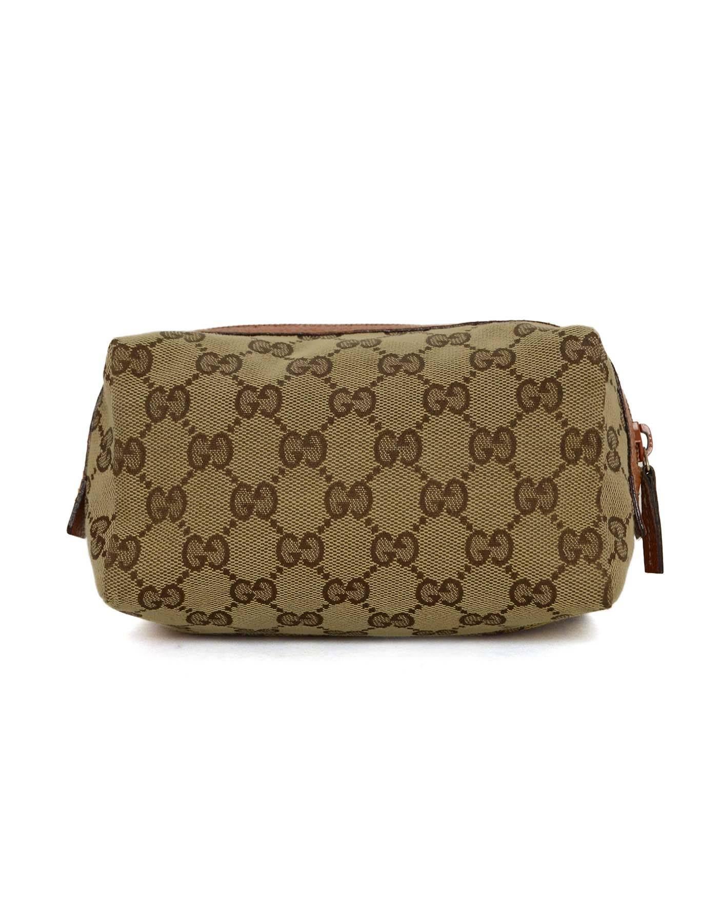 Brown Gucci Tan Monogram Cosmetic Pouch