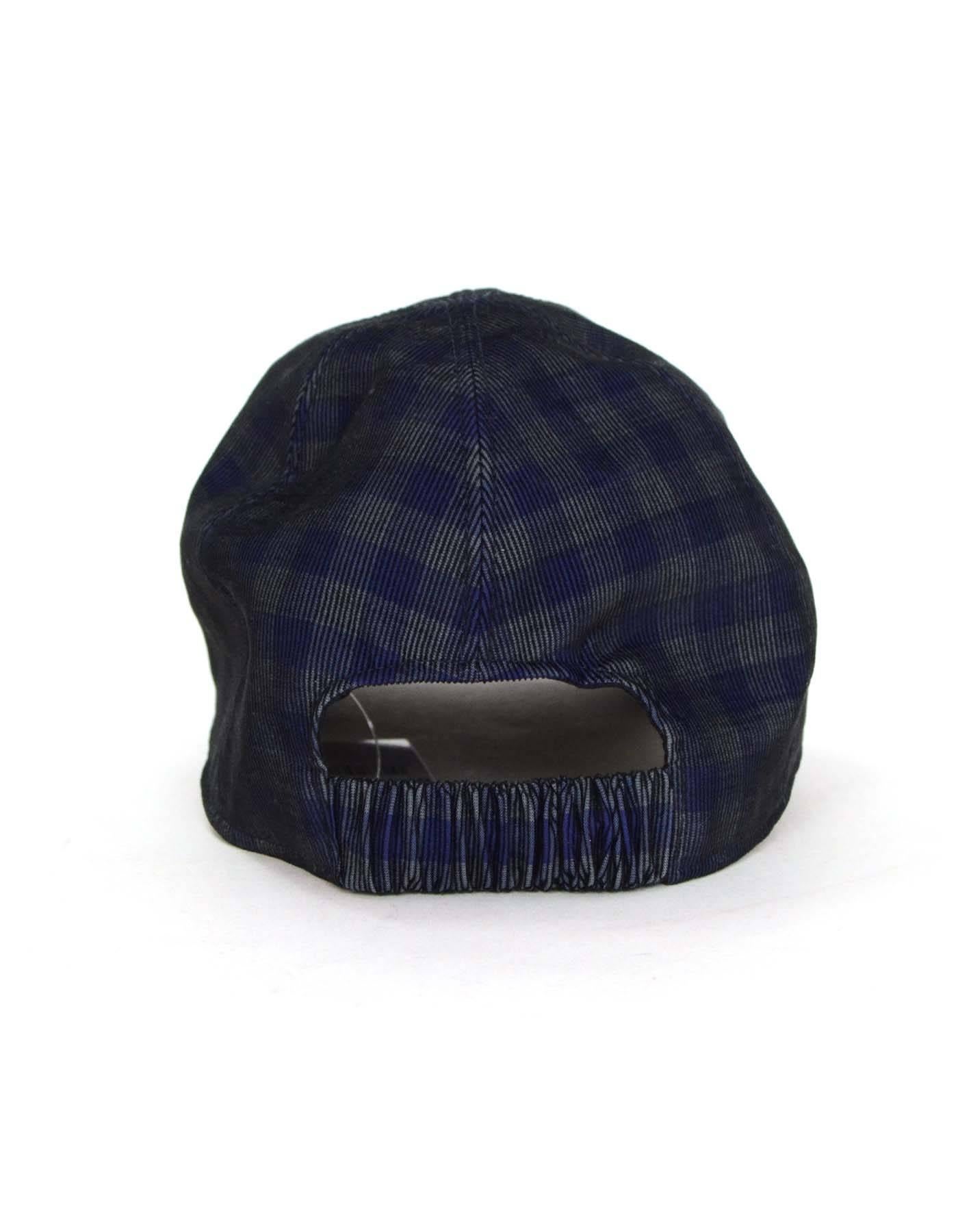 Chanel 2015 Marine / Grün Gingham CC Baseballmütze sz M (Schwarz)