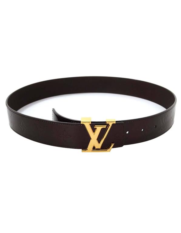 Louis Vuitton 40mm Vernis Amarante and Goldtone LV Initiales Belt