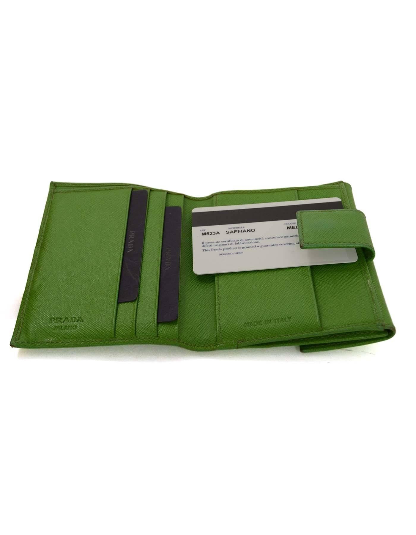 Prada Apple Green Saffiano Short Wallet SHW 1