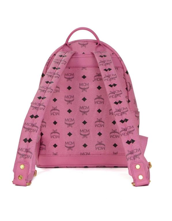 MCM Pink Leather Studded Backpack GHW For Sale at 1stDibs