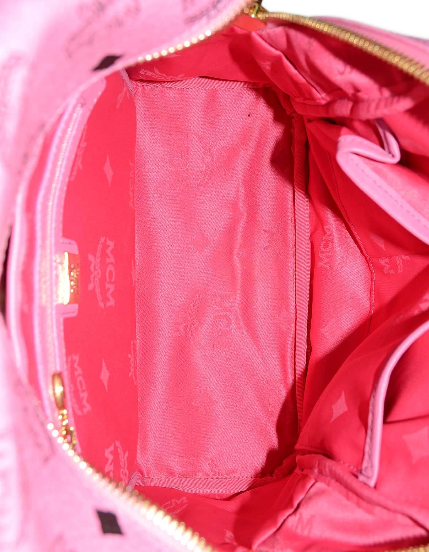 MCM Pink Leather Studded Backpack GHW In Excellent Condition In New York, NY