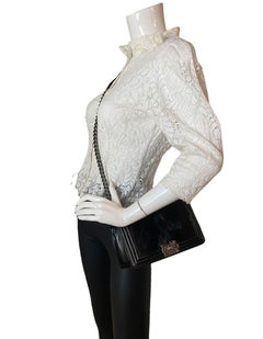 Chanel Black Goat Hair Fur Medium Celtic Boy Flap Bag