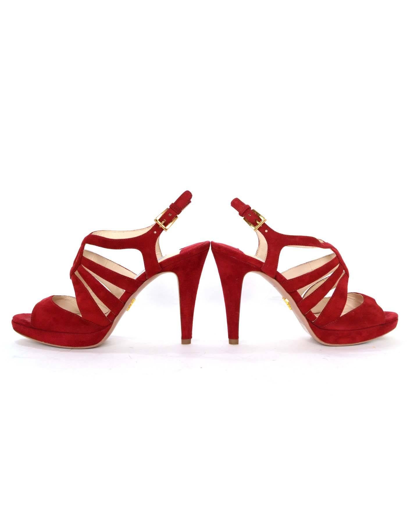 Prada Red Suede Strappy Sandals sz 38 2