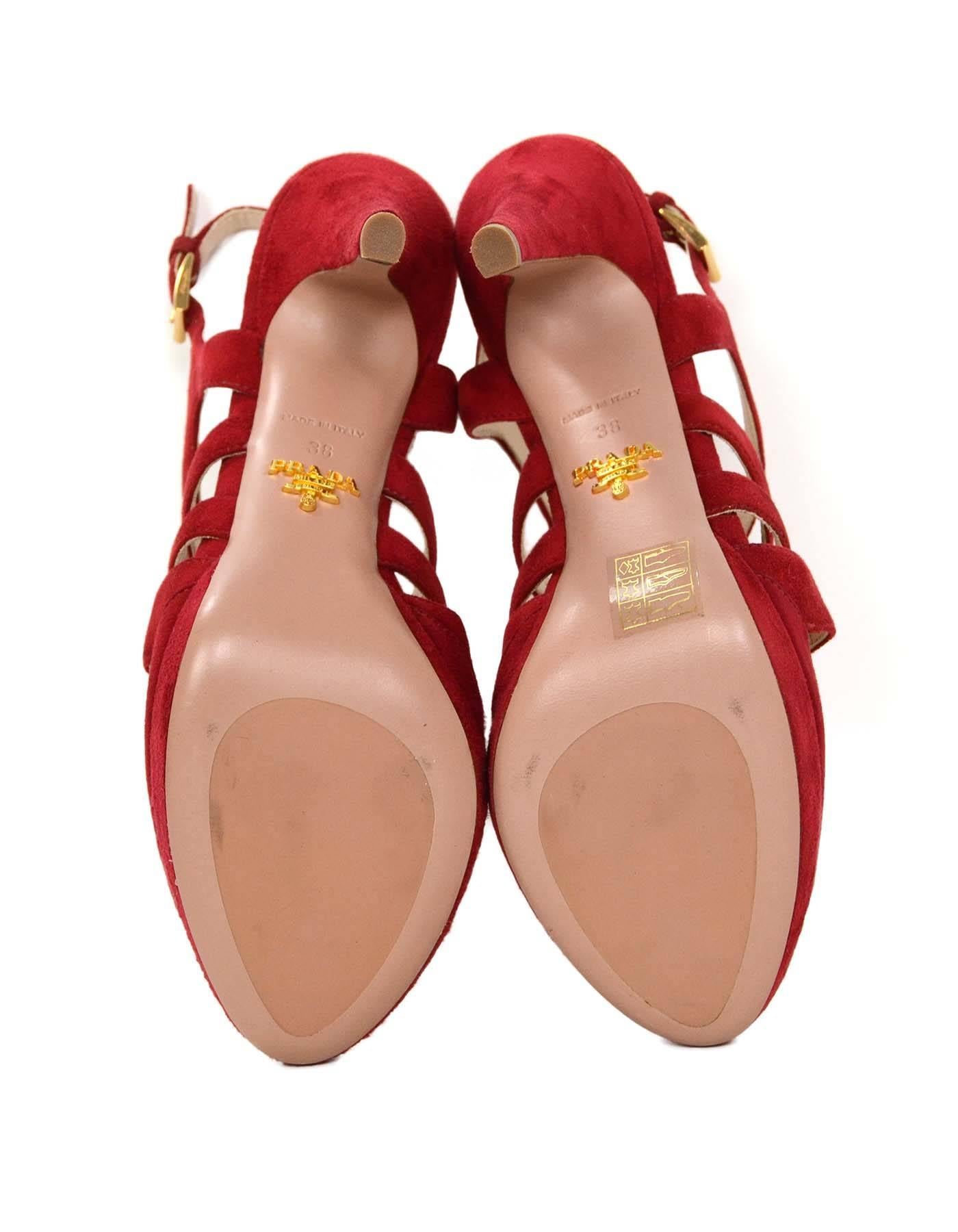 Prada Red Suede Strappy Sandals sz 38 3