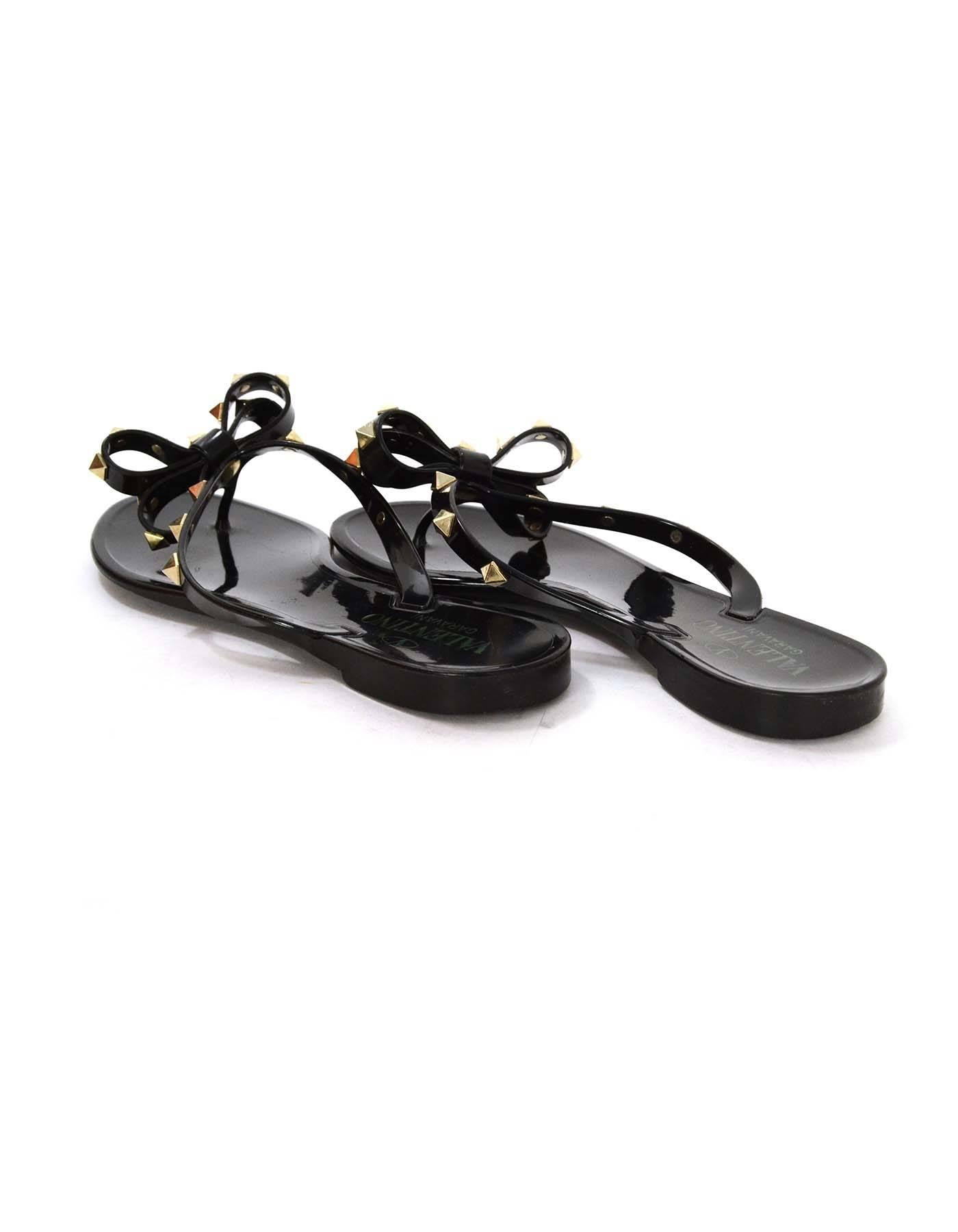 Women's Valentino Black Studded Flip Flops sz 37