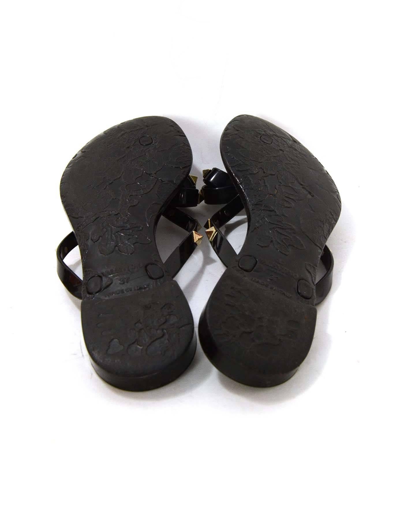 Valentino Black Studded Flip Flops sz 37 1