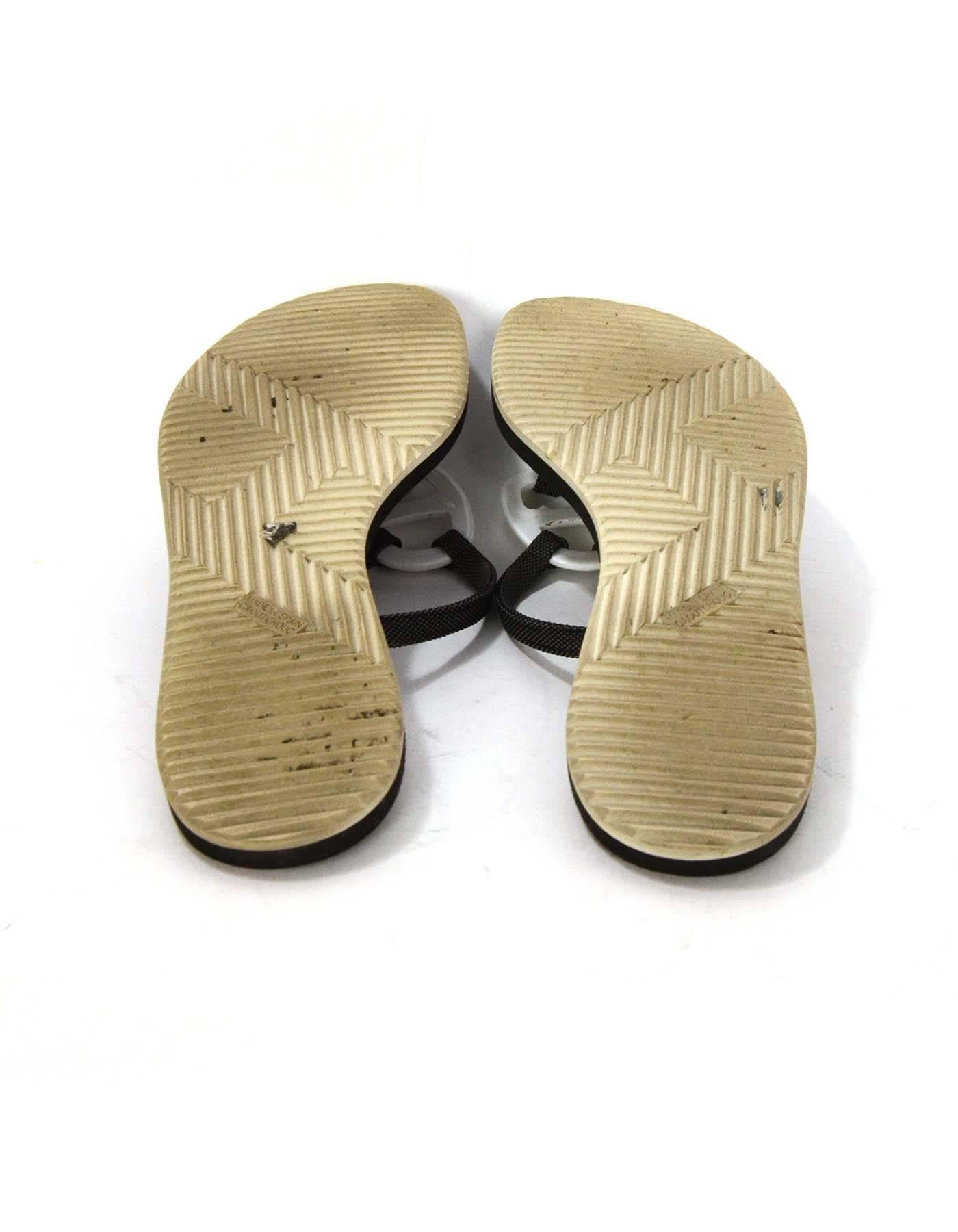 Hermes Black & White Kala Nera Ancre Flip Flops sz 37 In Excellent Condition In New York, NY