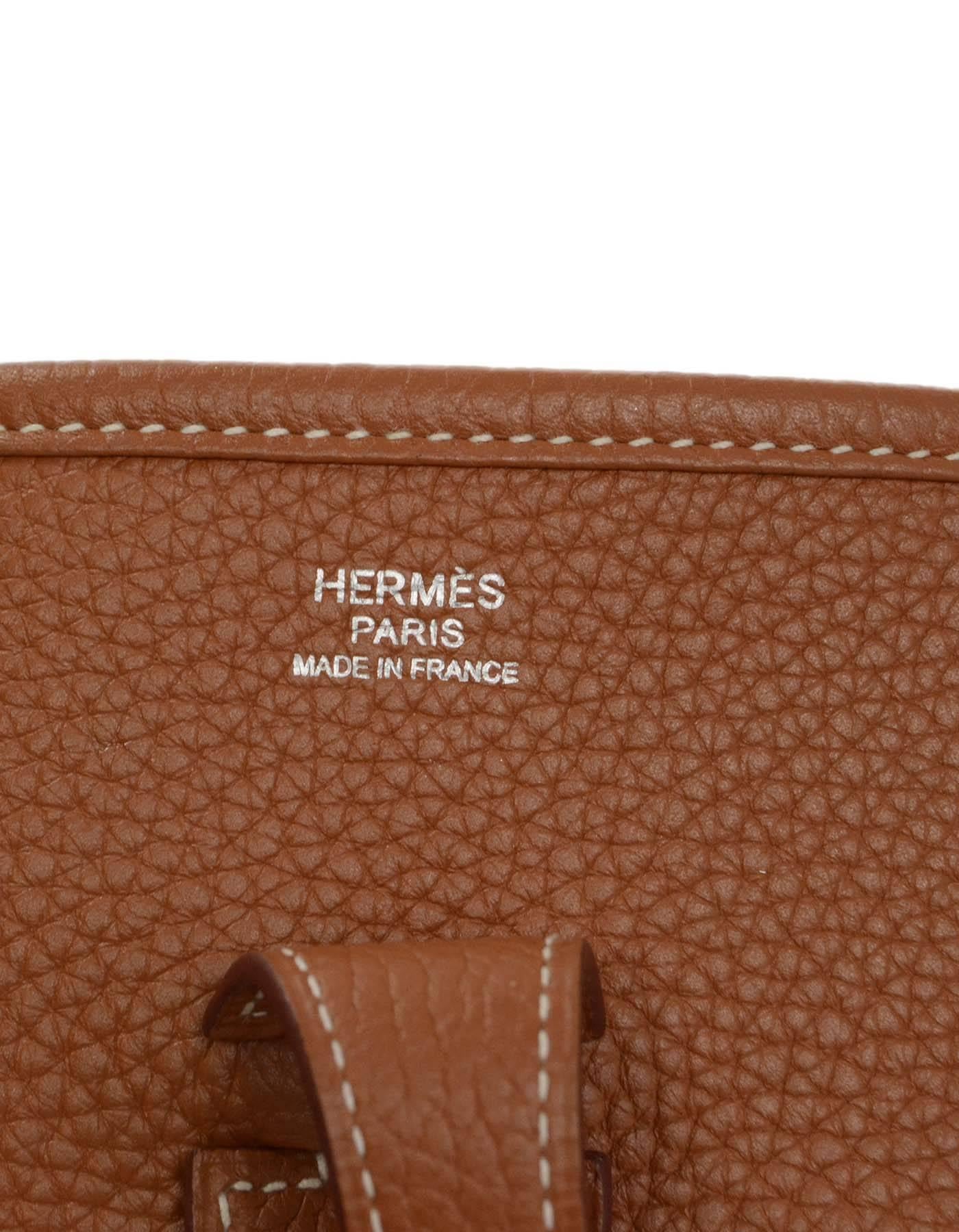 Hermes Gold Clemence Leather Evelyne III PM Crossbody Bag  PHW 2