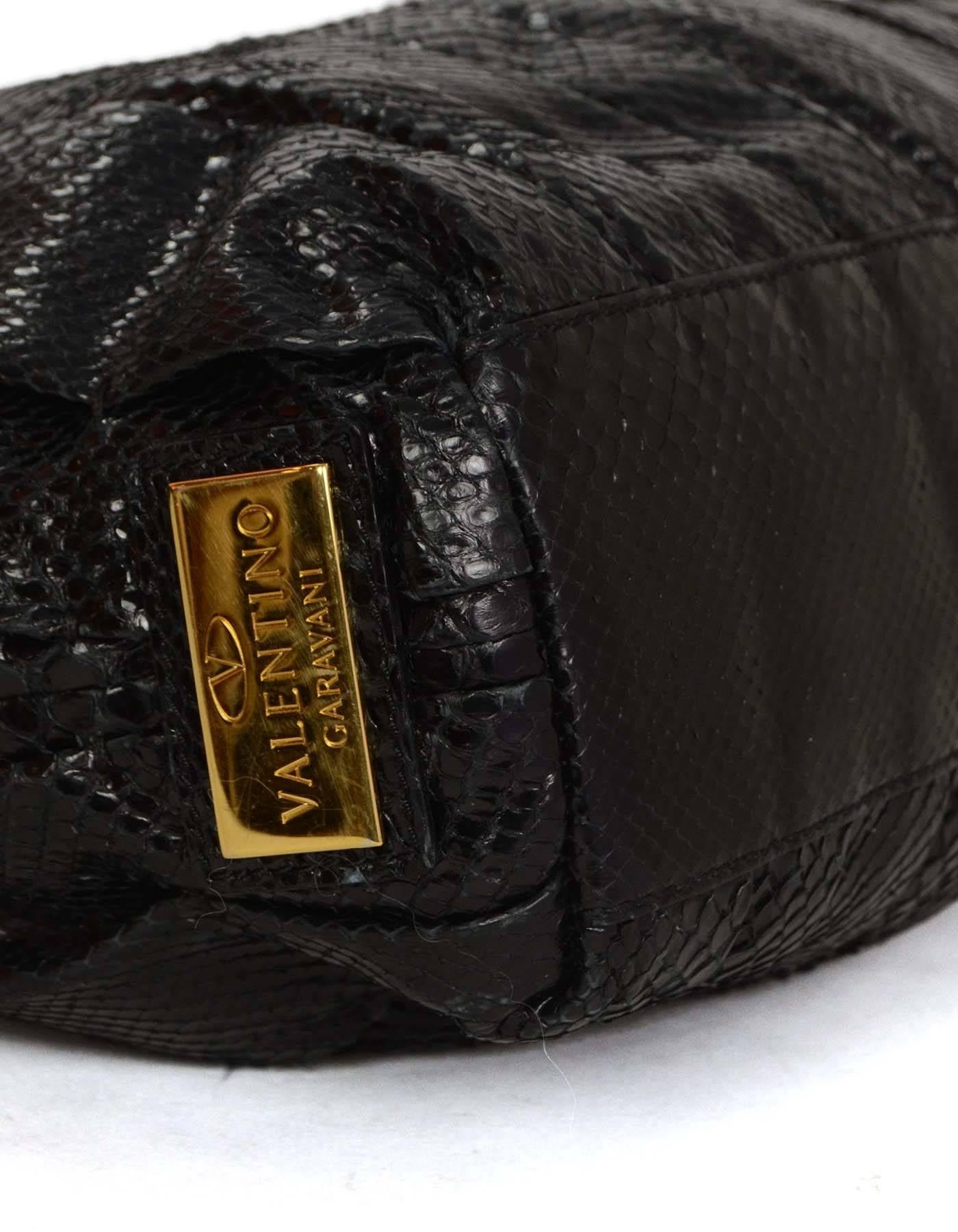 Valentino Black Snakeskin 'Maison Pintucked' Tote Bag GHW In Excellent Condition In New York, NY