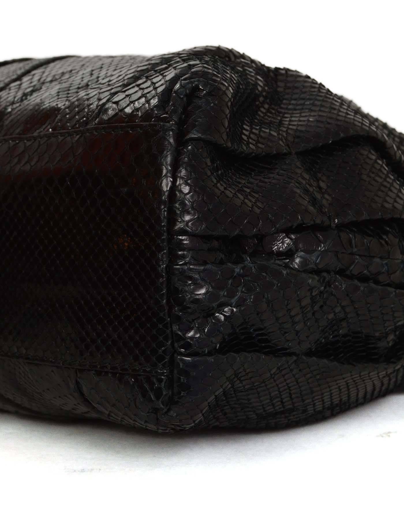 Women's Valentino Black Snakeskin 'Maison Pintucked' Tote Bag GHW