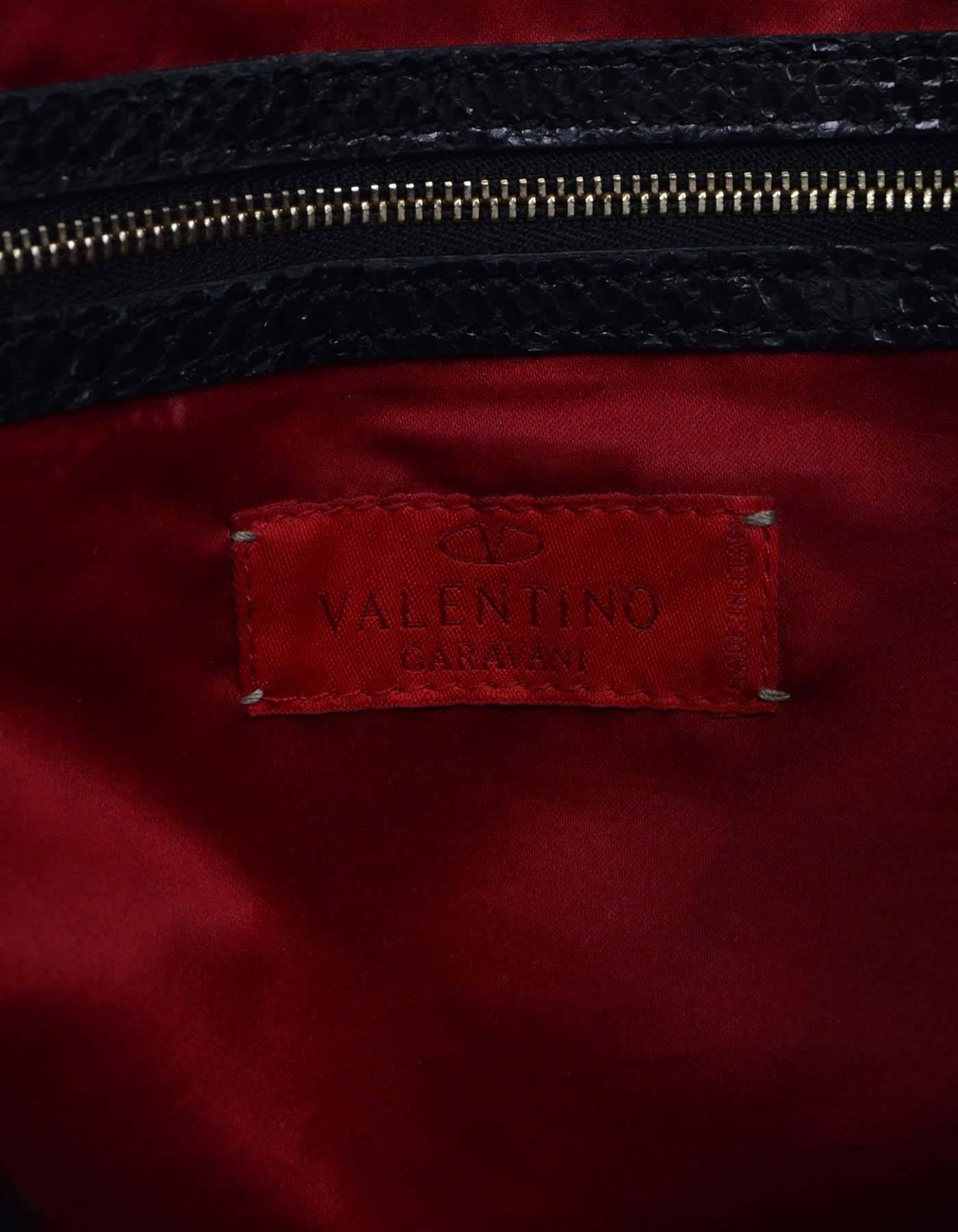 Valentino Black Snakeskin 'Maison Pintucked' Tote Bag GHW 2