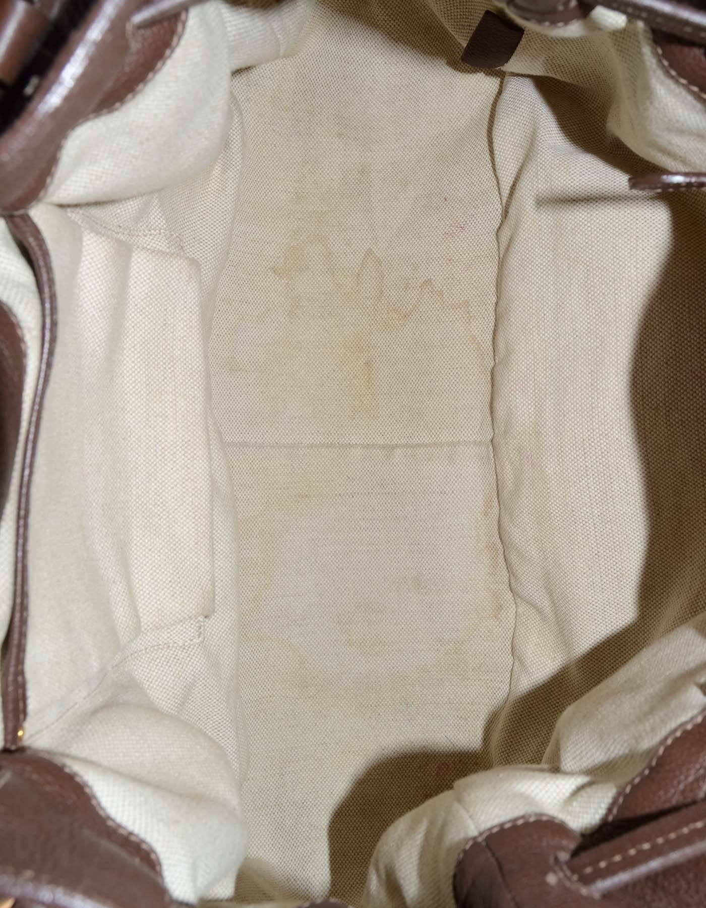 Prada Brown Leather Drawstring Tote Bag GHW 1