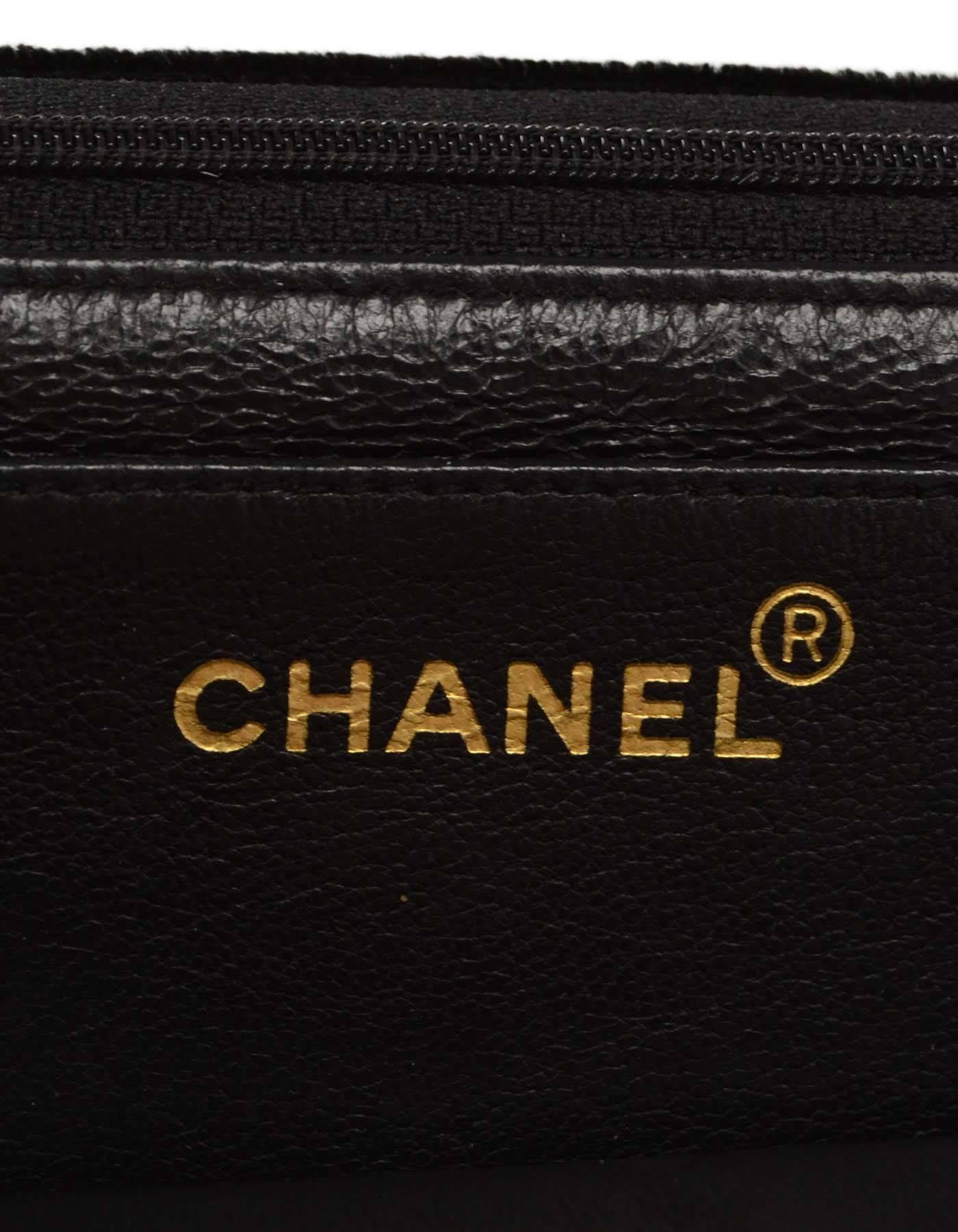 Chanel Vintage '90s Black Velvet Jumbo Flap Bag GHW 2