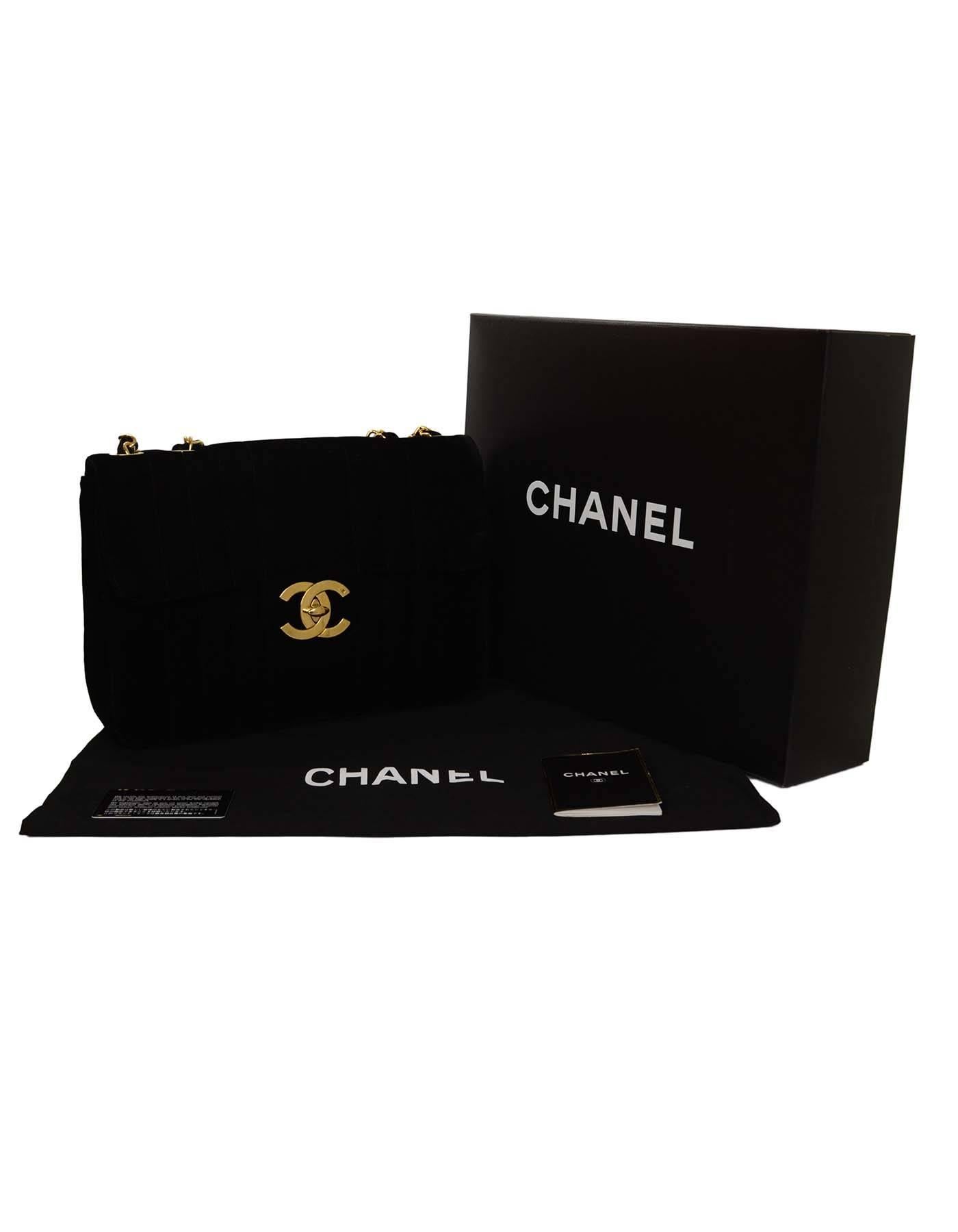 Chanel Vintage '90s Black Velvet Jumbo Flap Bag GHW 4