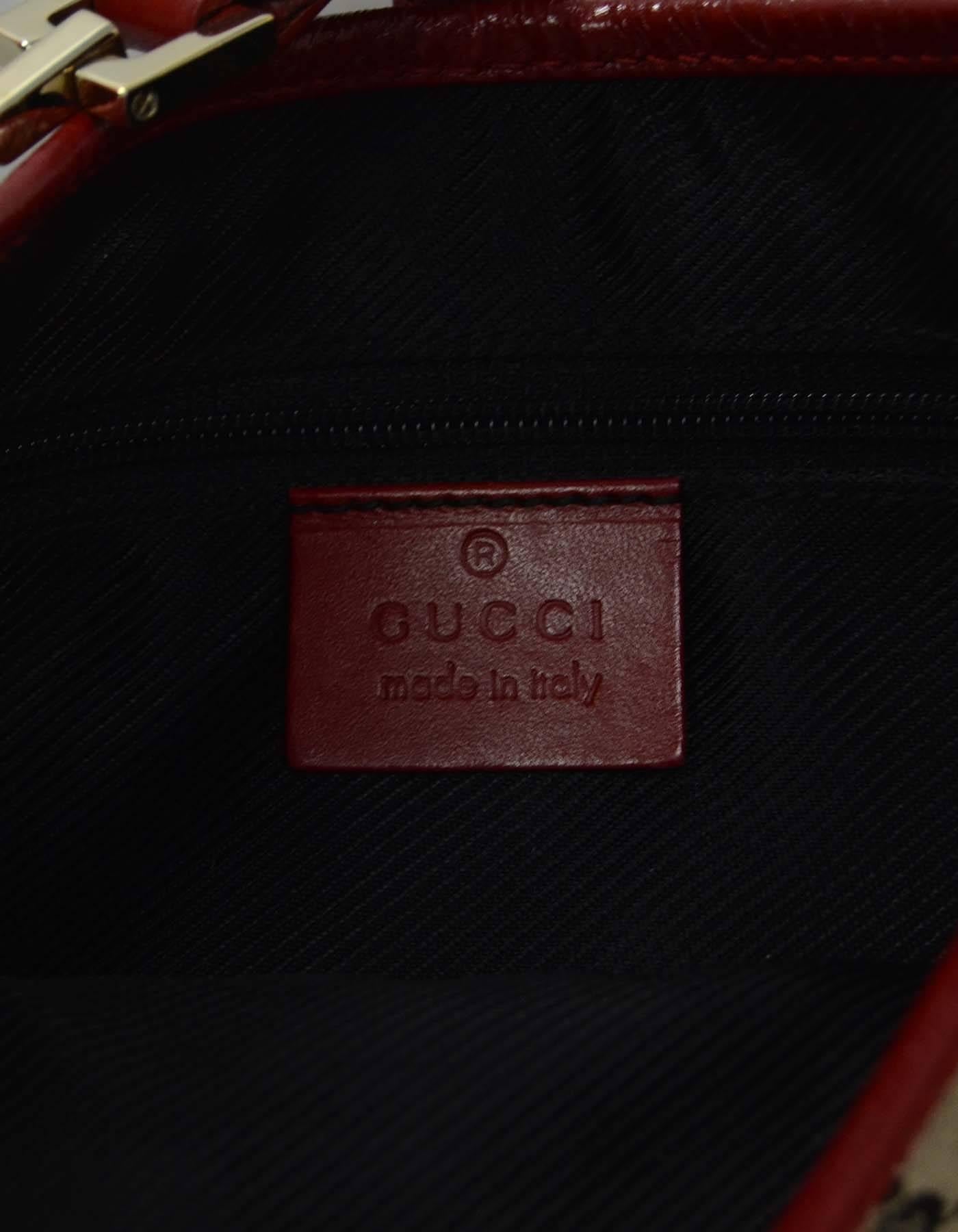 Gucci Jackie-O-Tasche aus Segeltuch mit Monogramm und rotem Leder GHW 3