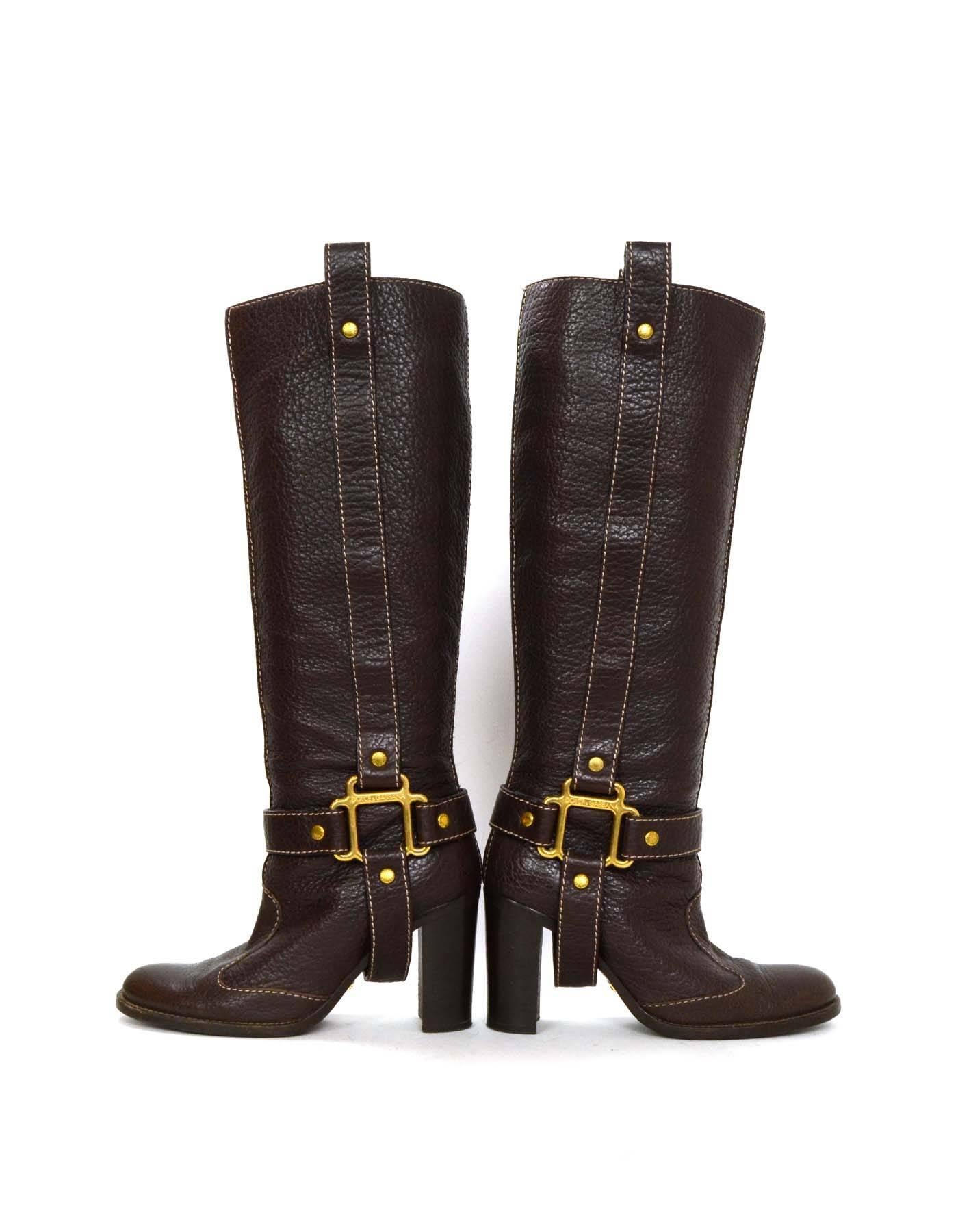 Dolce & Gabbana Brown Leather Tall Boots sz 35 2