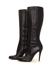 Christian Louboutin Black Leather Knee-High Boots sz 41