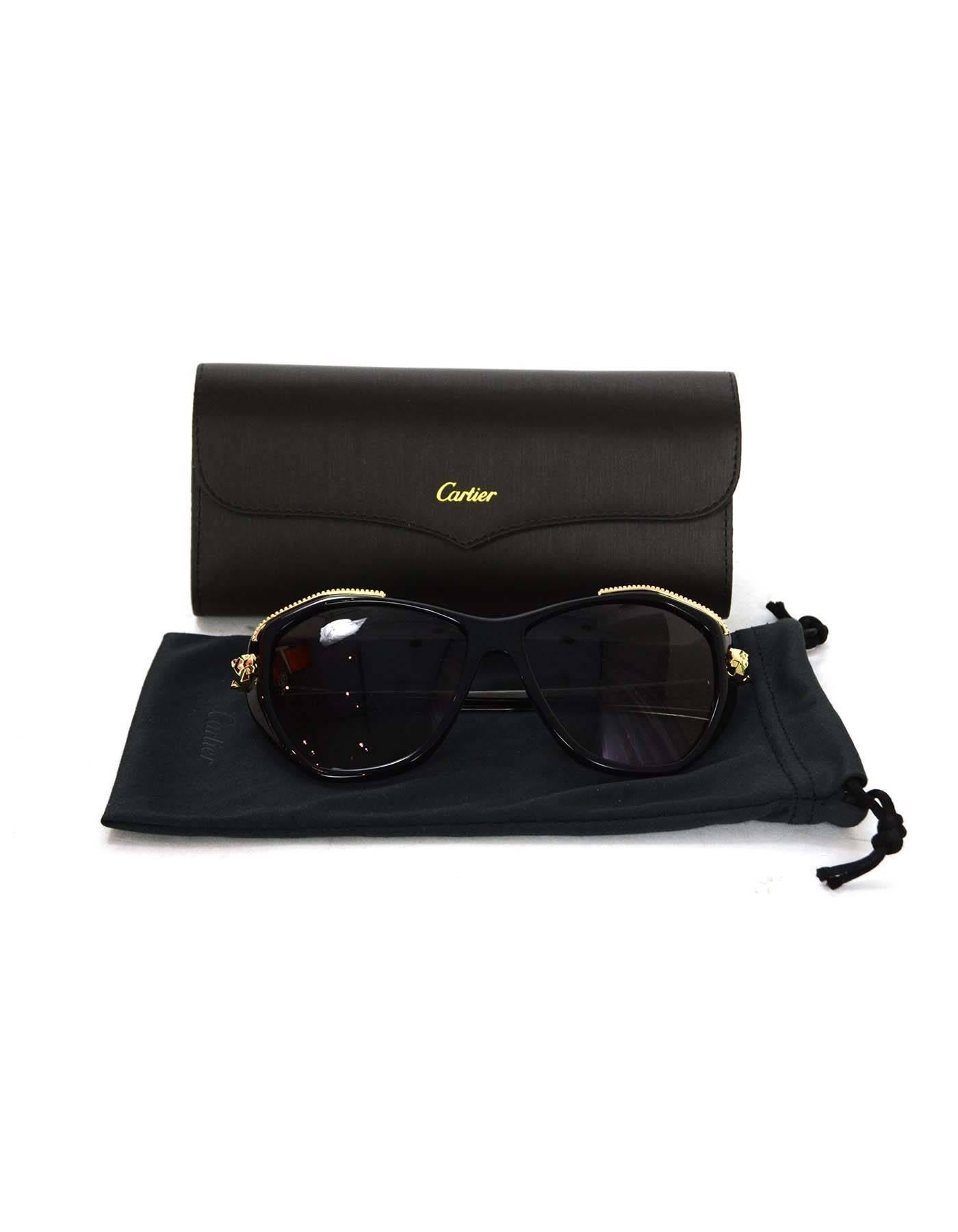 Cartier Schwarze „Panthere Wild de Cartier“-Sonnenbrille aus Harz 3