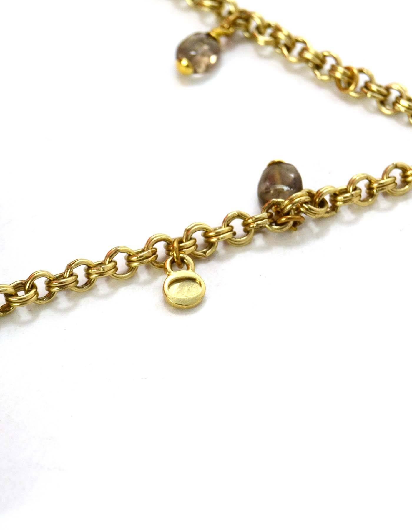 Chanel Grey & Brown Stone CC Charm Long Necklace  In Excellent Condition In New York, NY