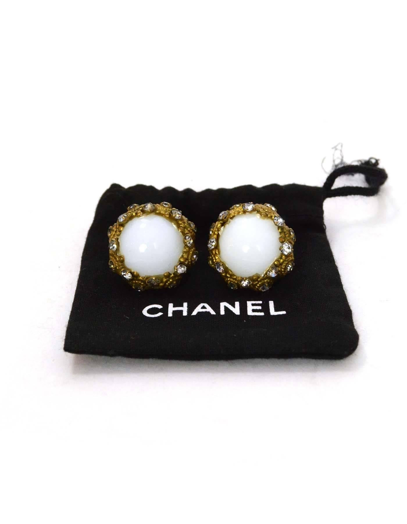 Women's Chanel Vintage '50s Pearl & Crystal Clip On Earrings GHW