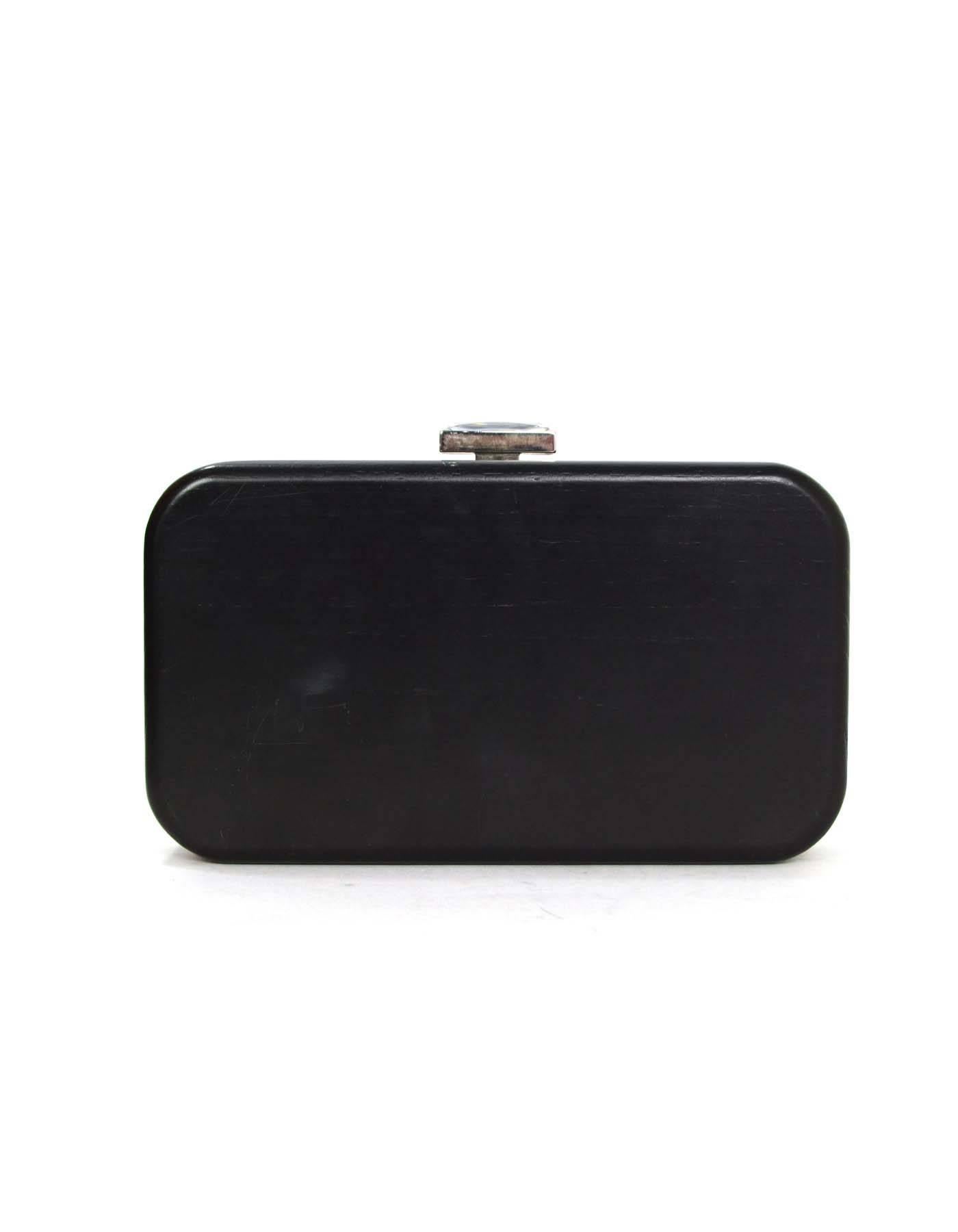 Devi Kroell Black Jeweled Hard Case Clutch SHW In Excellent Condition In New York, NY