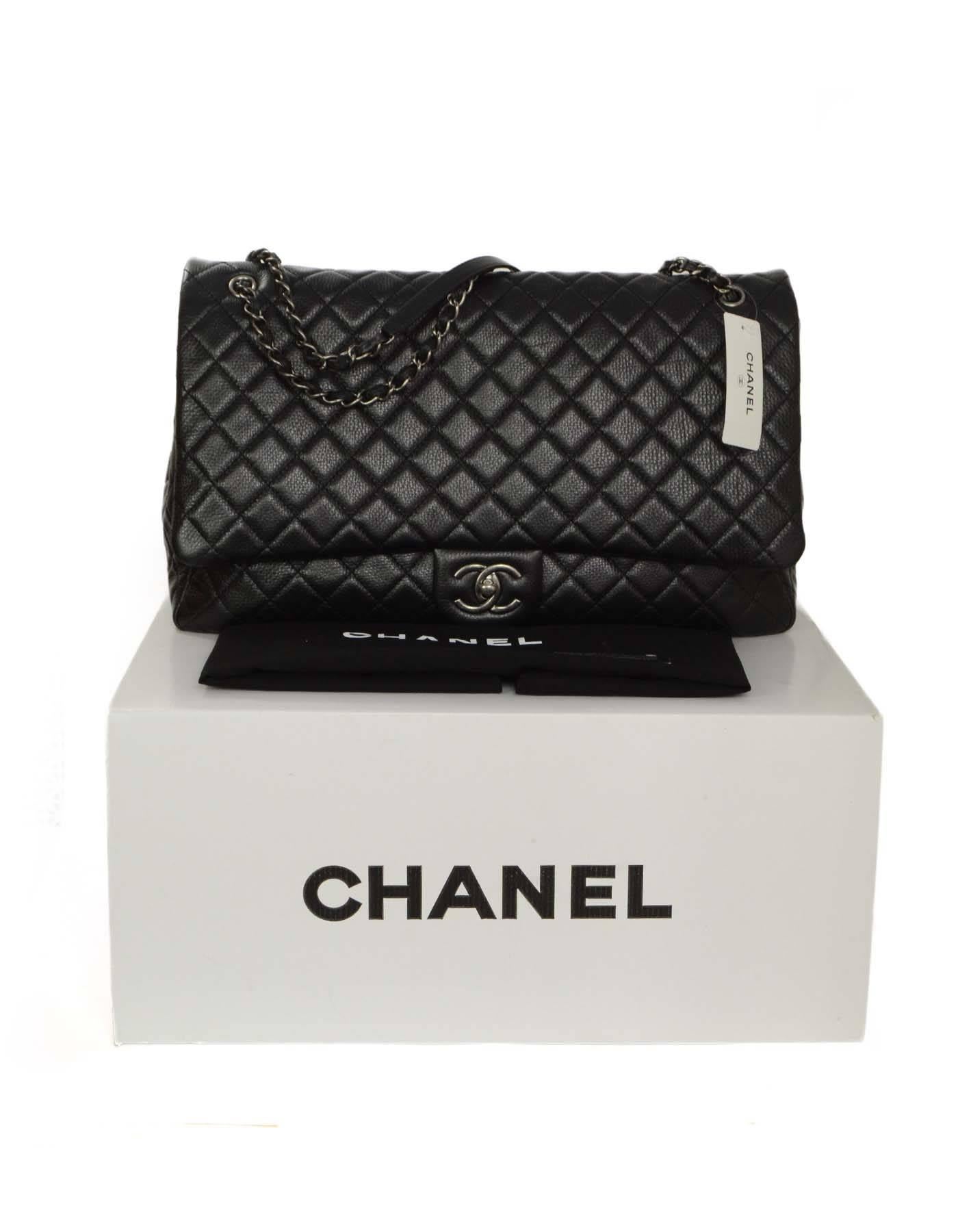 Chanel 2016 NEW w/ TAG Black Leather Quilted XL Flap Bag 3