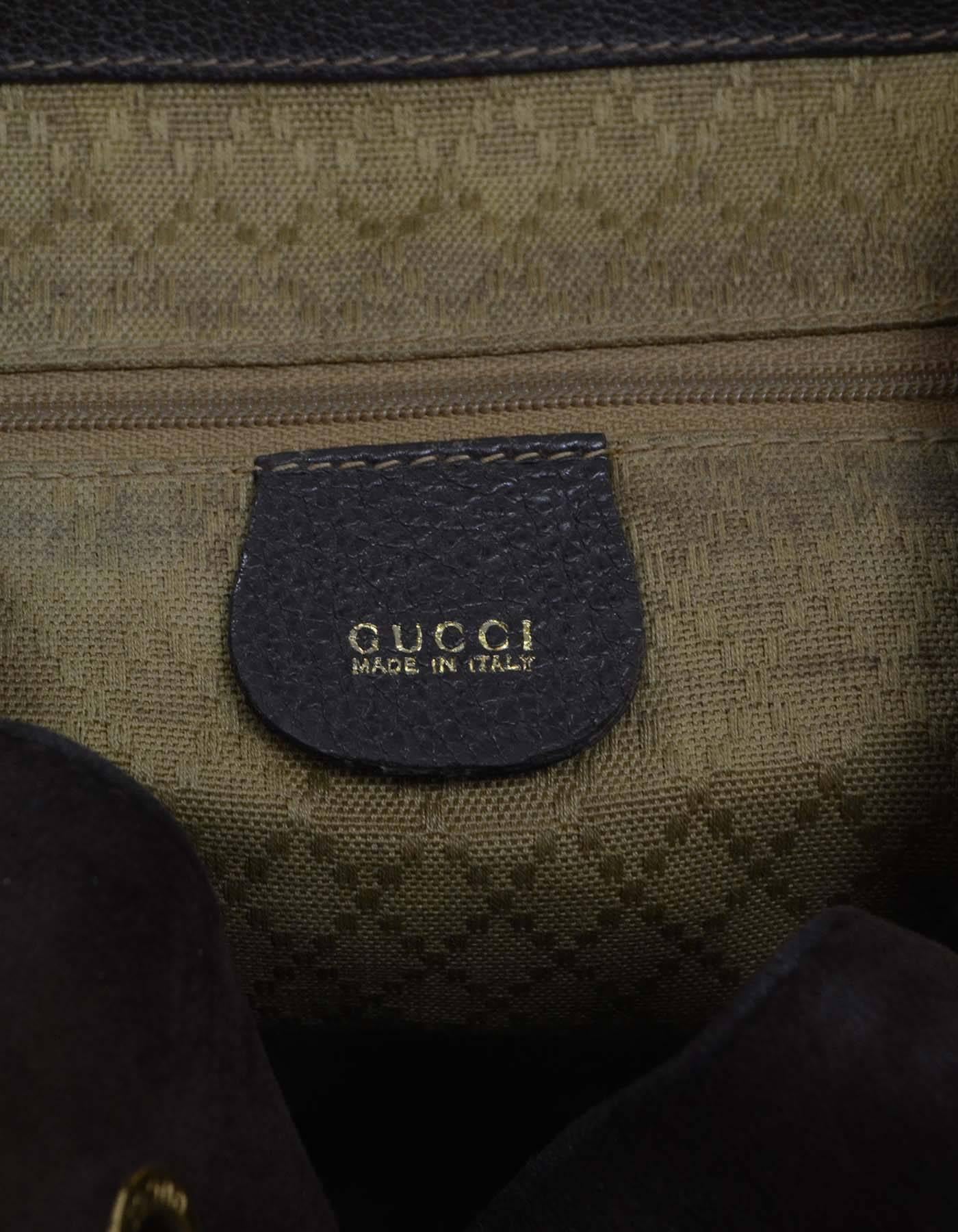 Gucci Brown Leather/ Suede Vintage Backpack GHW 3