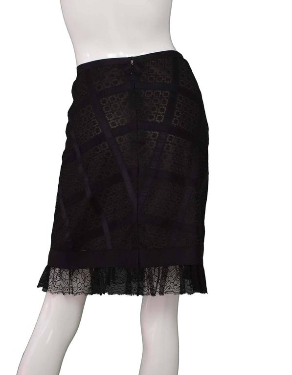 Chanel Black Ruffled Lace Skirt sz 38 For Sale at 1stDibs