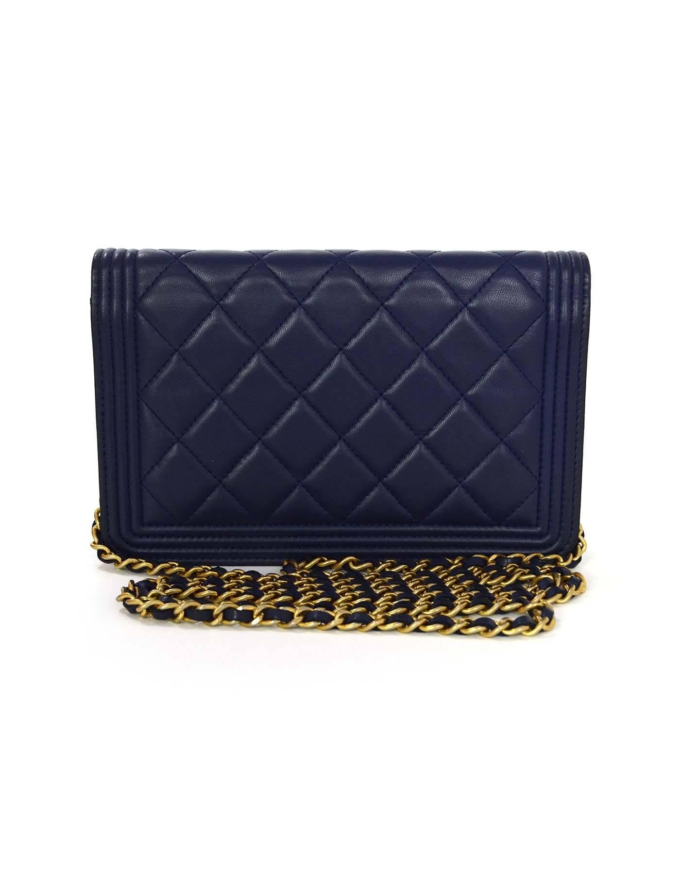 chanel wallet on chain navy blue