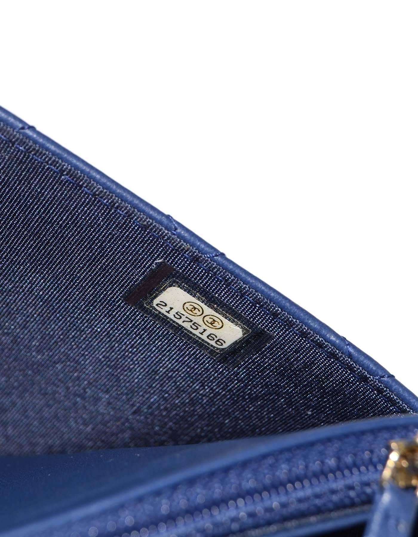 Women's Chanel Navy Lambskin Boy Wallet On Chain WOC Bag GHW