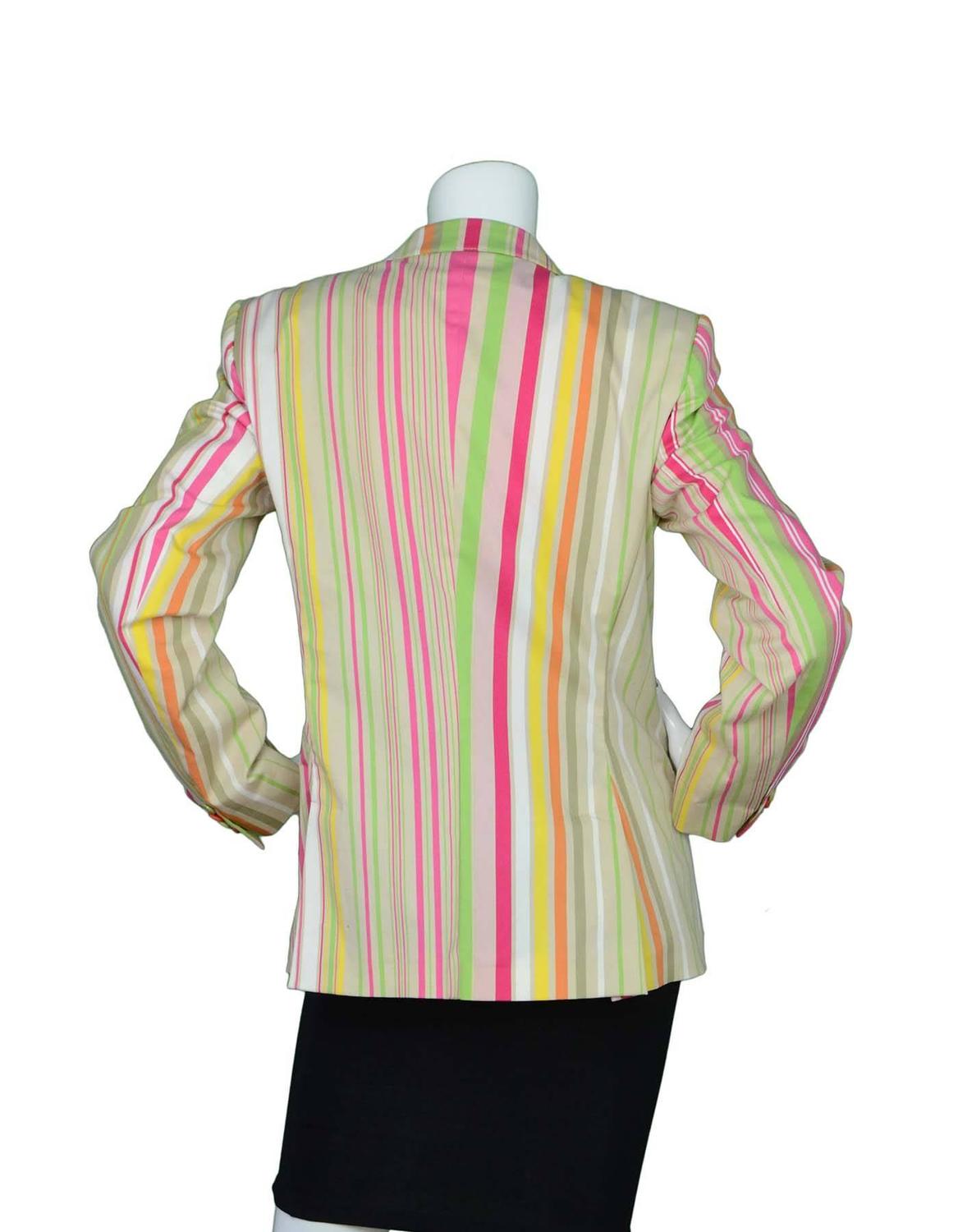 Etro Multi-Color Striped Cotton Jacket sz 48 For Sale at 1stdibs
