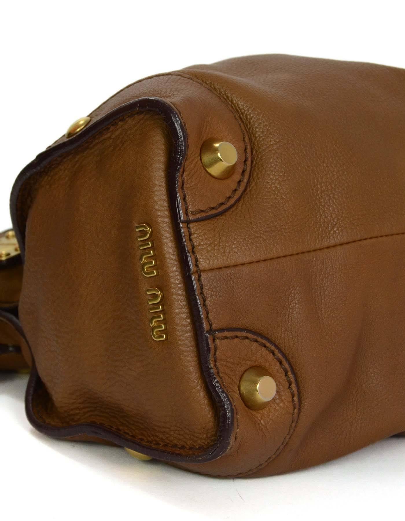 miu miu tan leather bag
