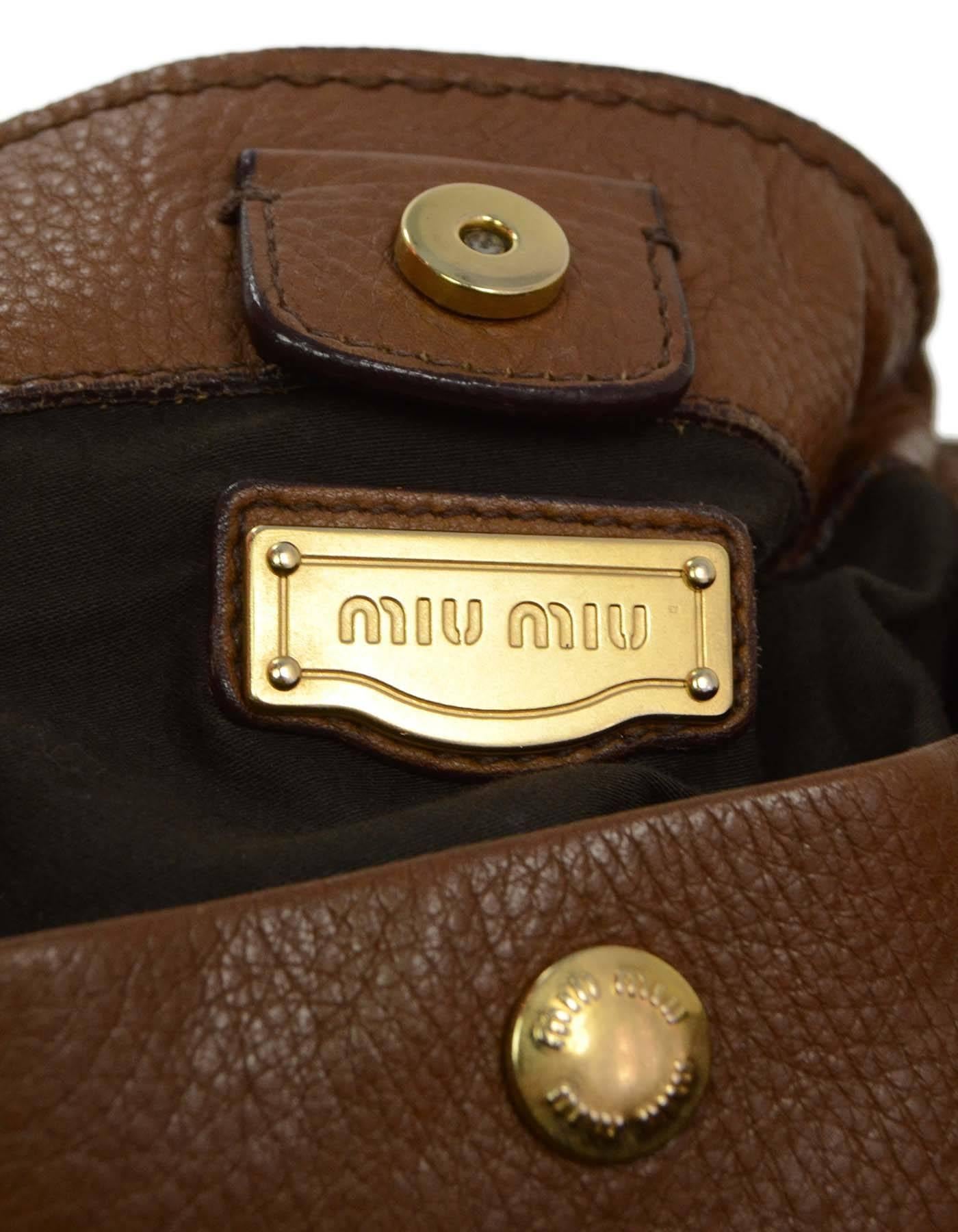 Miu Miu Tan Leather Belt Buckle Tote Bag GHW In Excellent Condition In New York, NY
