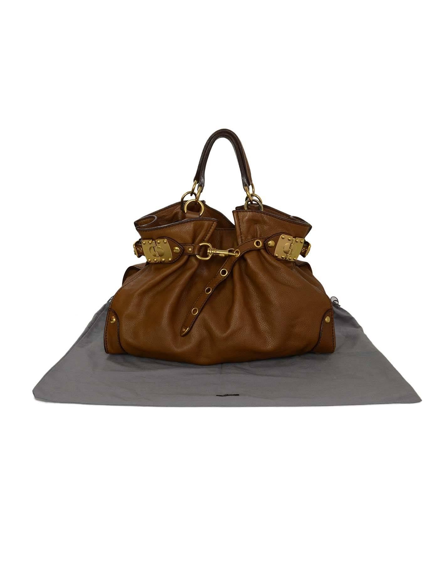 Miu Miu Tan Leather Belt Buckle Tote Bag GHW 1