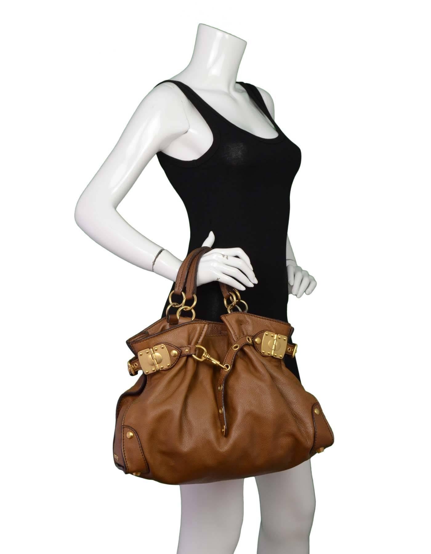 Miu Miu Tan Leather Belt Buckle Tote Bag GHW 2